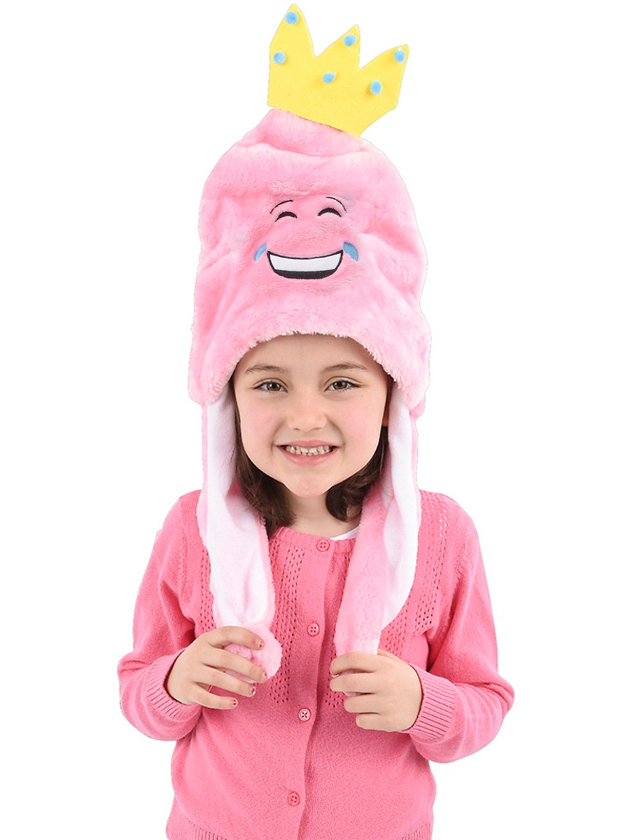 Child's Pink Princess Tear Laughing Emoticon Pom Pom Hat Costume Accessory