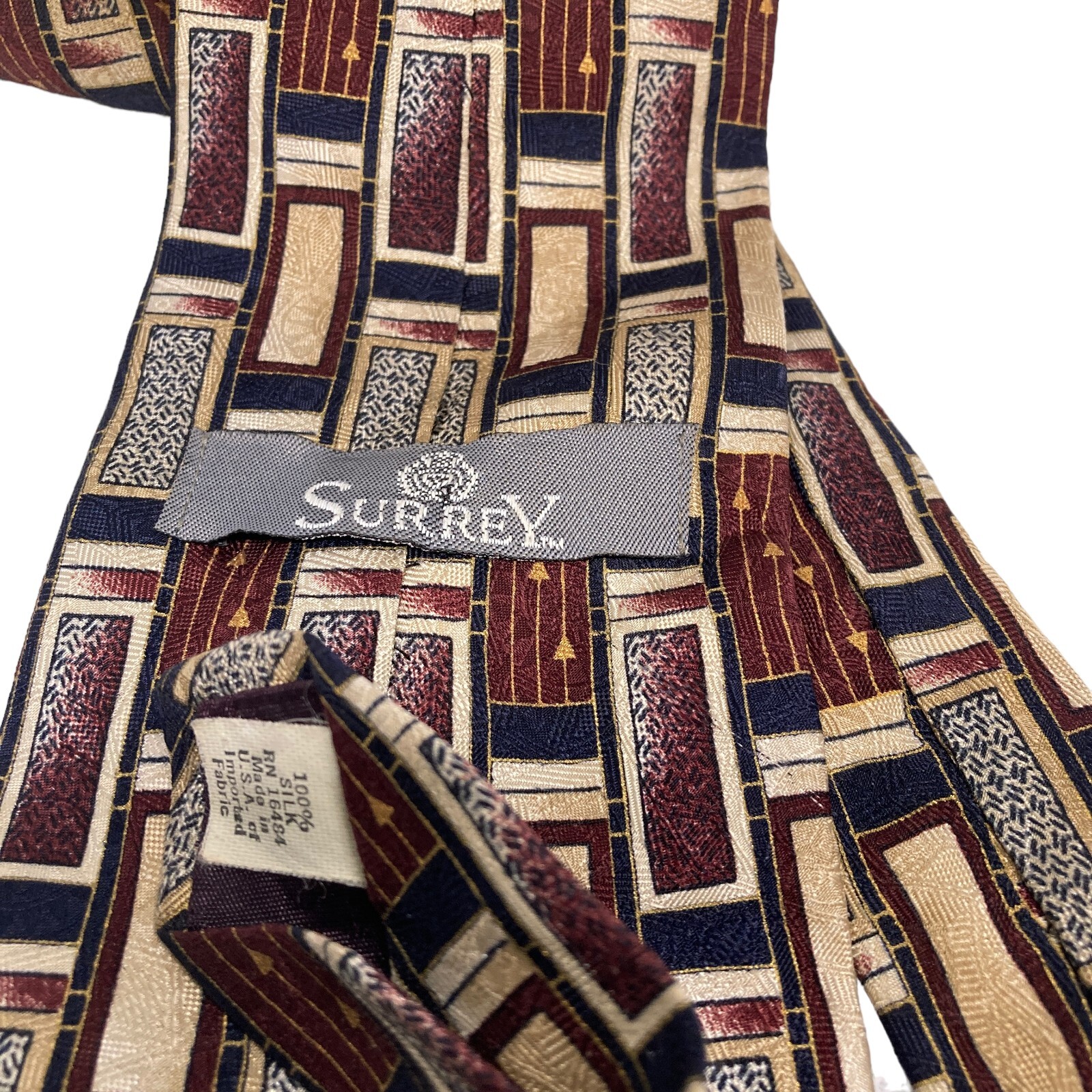Surrey Mens Tie 100% Silk Brown Novelty Pattern