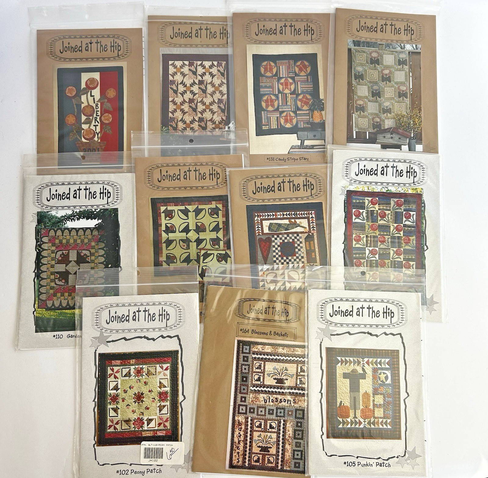 Quilt Patterns Vintage Lot of 11 Joined At The Hip Stars Flowers Baskets READ