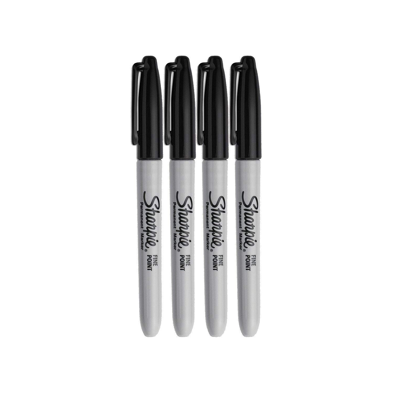 Permanent Markers, Fine Point, Black Ink (4-Pack)