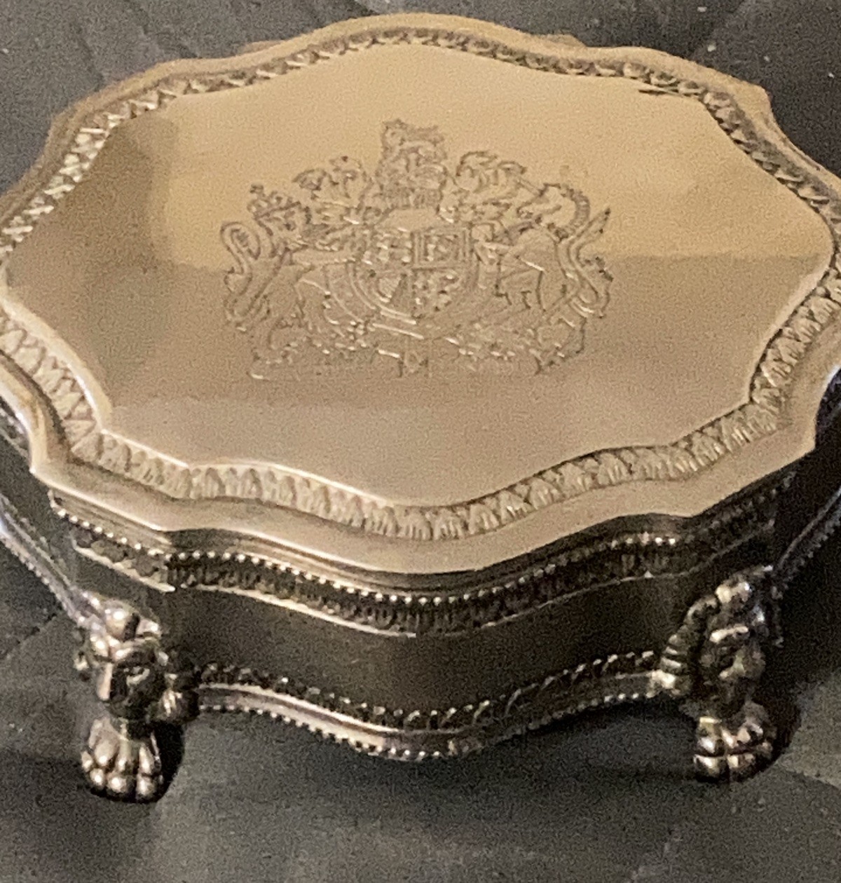 International Silver Company  Vintage Jewelry Box Lion Footed