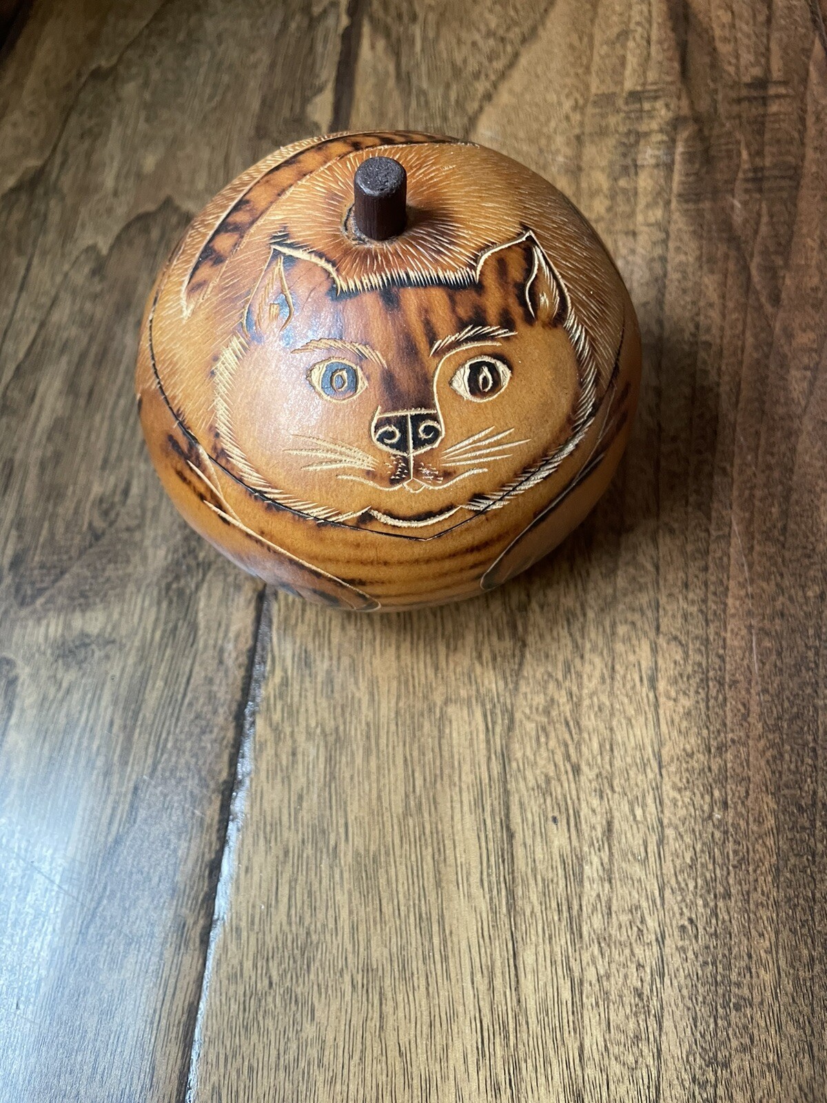 Hand Carved CAT Bowl from a Coconut Maraca