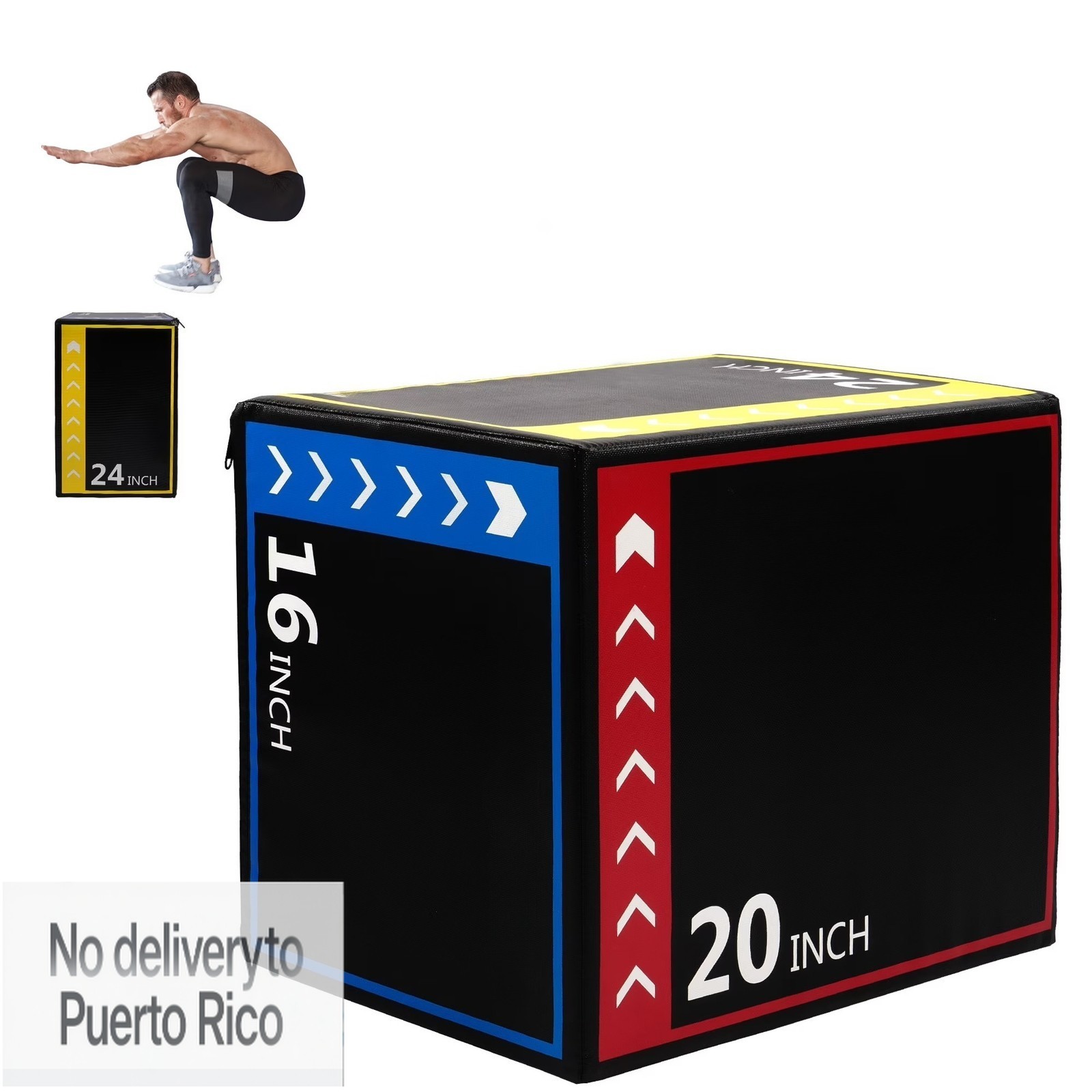 3-in-1 Foam Plyometric Jump Box, Adjustable Height 16/20/24 Inch,