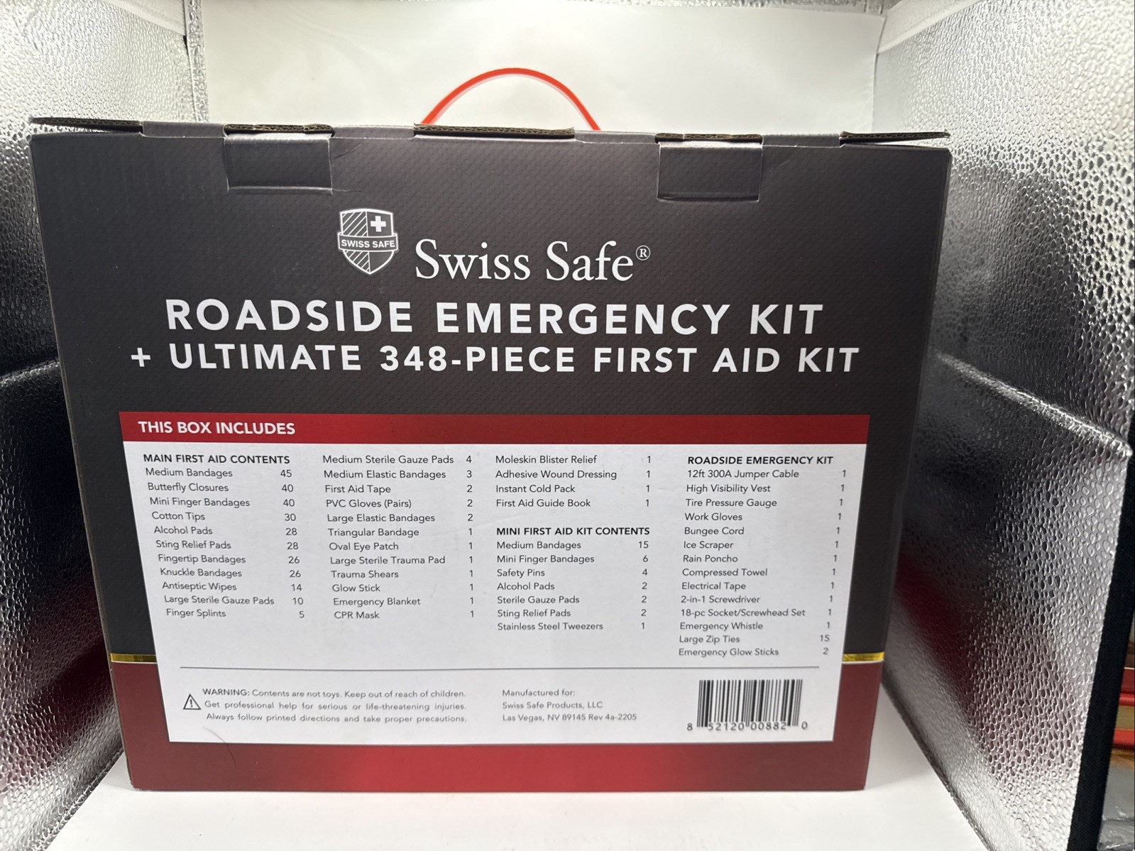 Ultimate Roadside Emergency Kit And First Aid 348 Piece Kit Hard Case Swiss Safe