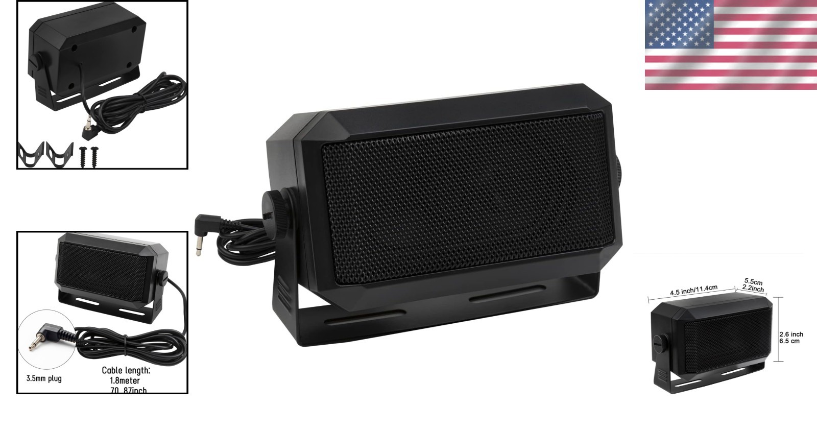 5W Rectangular Communications Speaker for Ham & CB Radios - Black