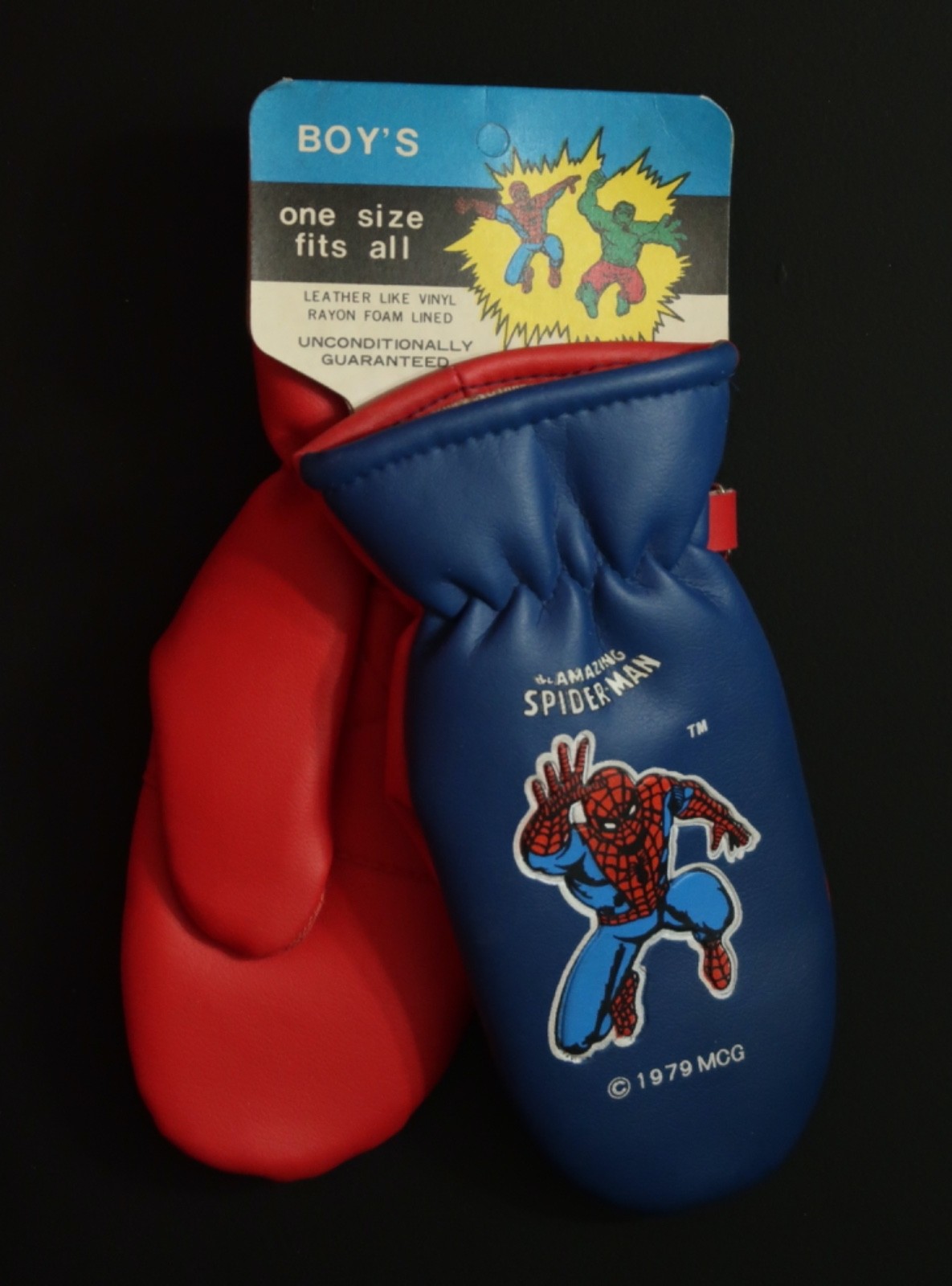 SPIDER-MAN Boys Mittens Gloves 1979 with Tag UNUSED