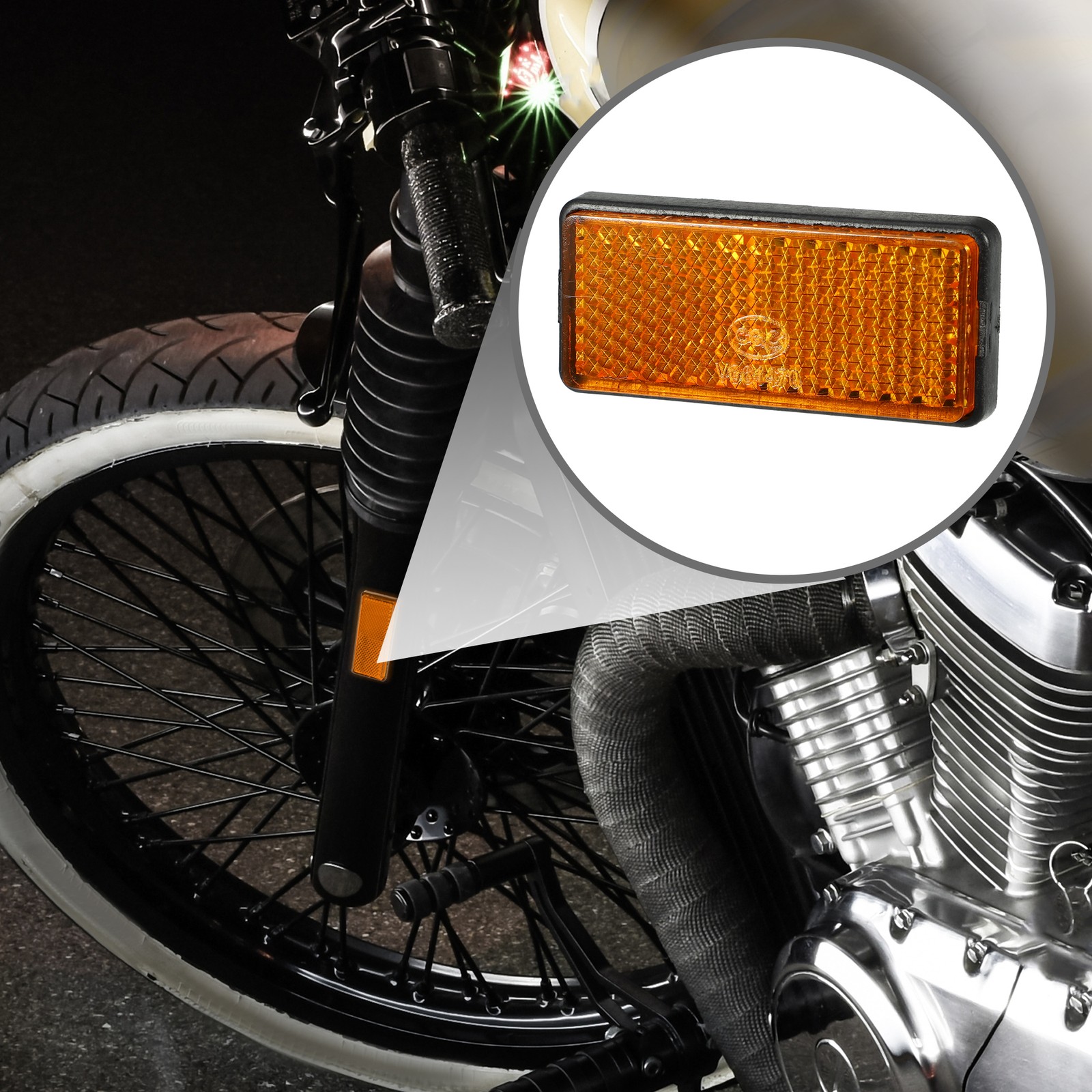 4pcs 2.20"x0.98" Universal Reflector Rectangle Motorcycle Reflector Orange