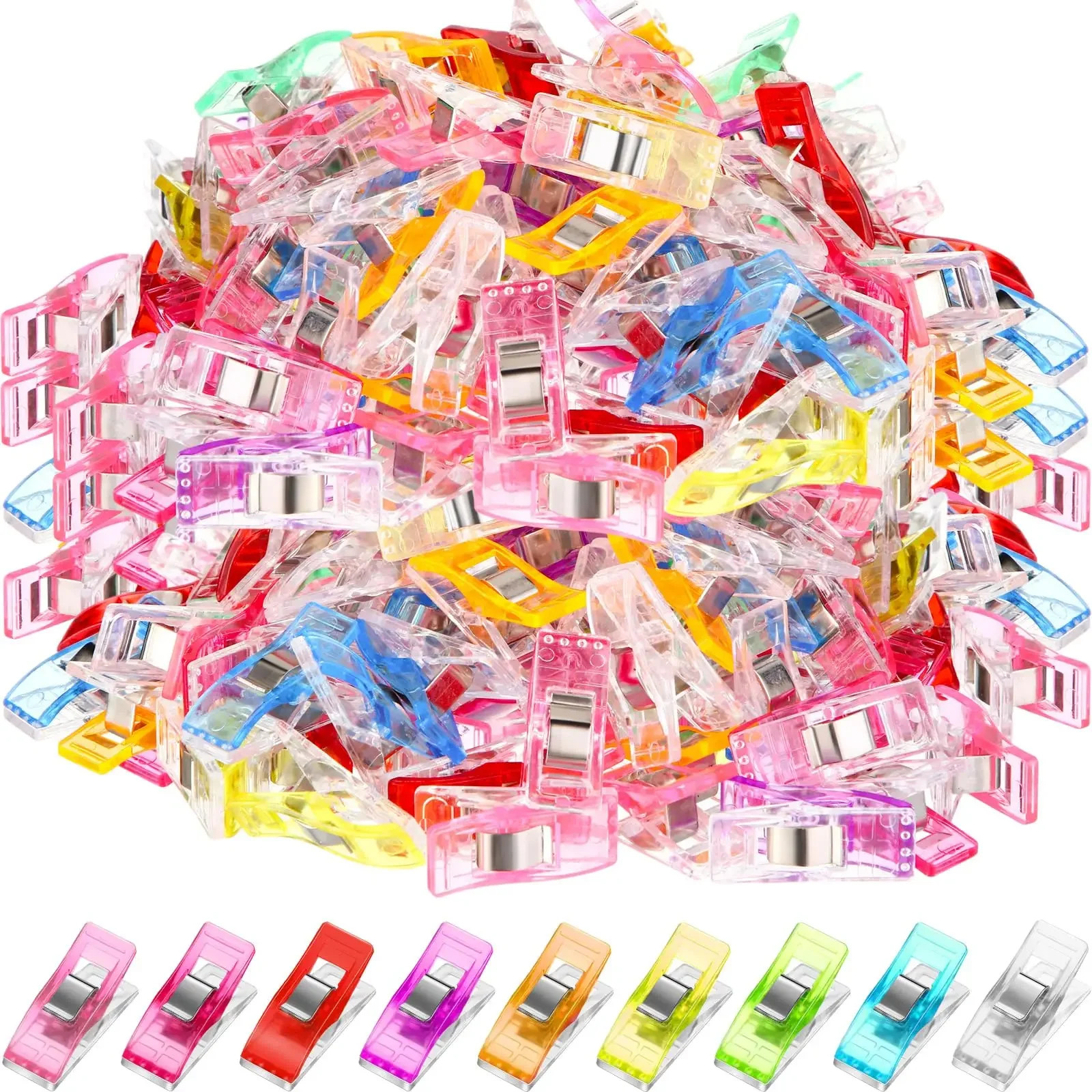 Multipurpose Sewing Clips Assorted Colors, Pack of 10,Small
