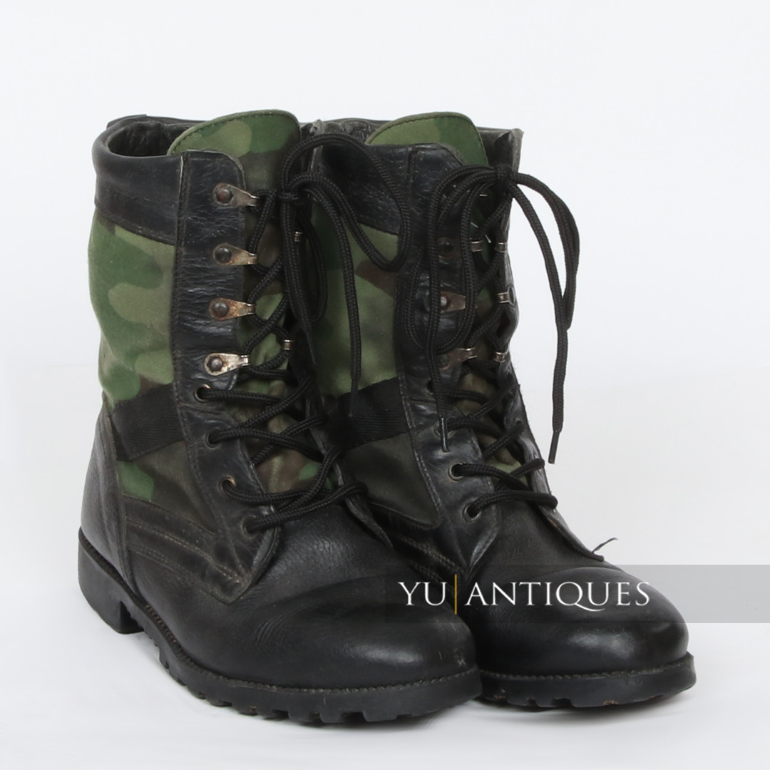 Vintage Genuine Yugoslavia Serbia M93 Canvas Leather Boots EU41 US 8 UK 7
