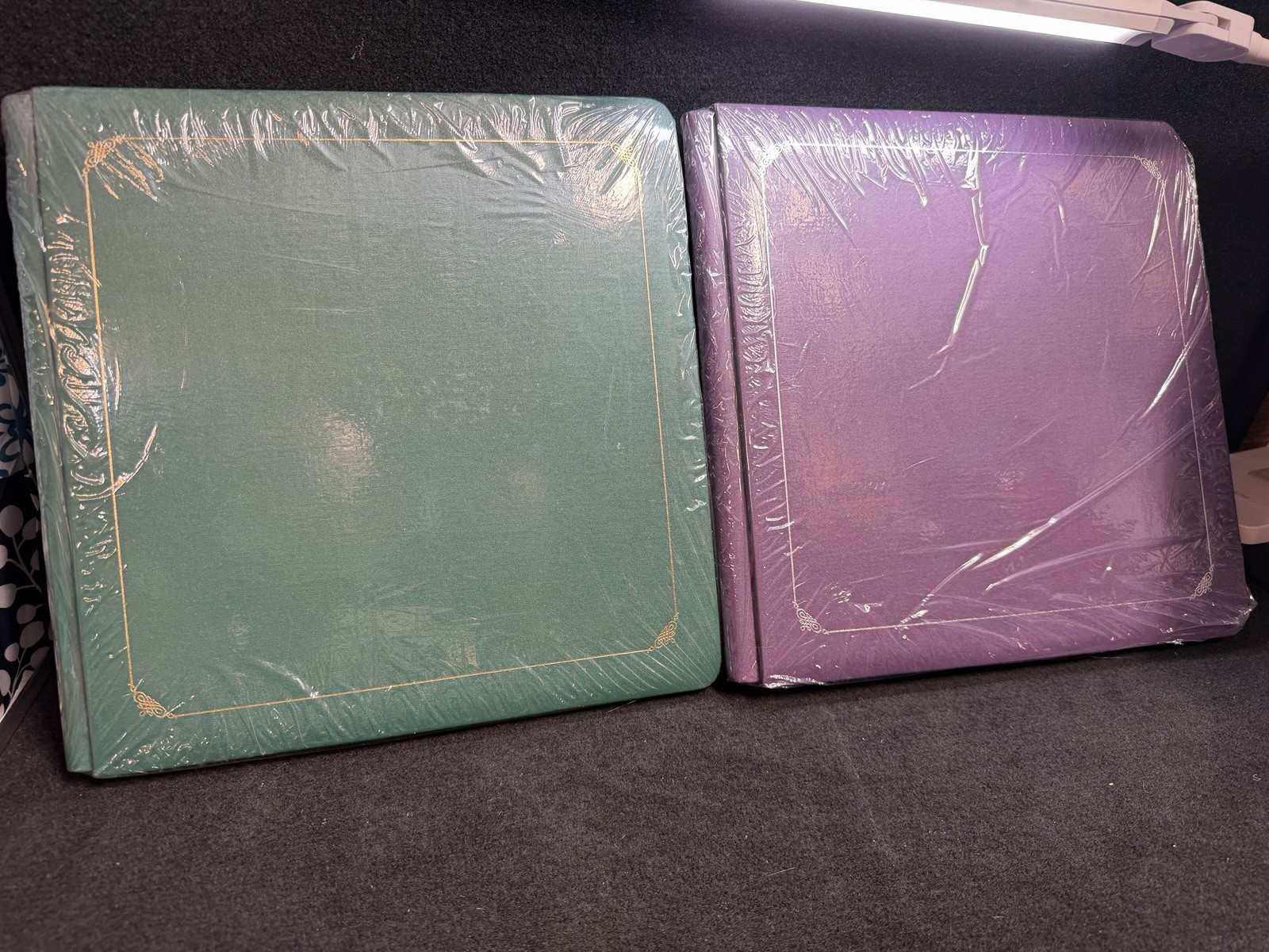 2 NEW Creative Memories Classic Old Style 12x12 Album Gold Trim 45 pages Green+