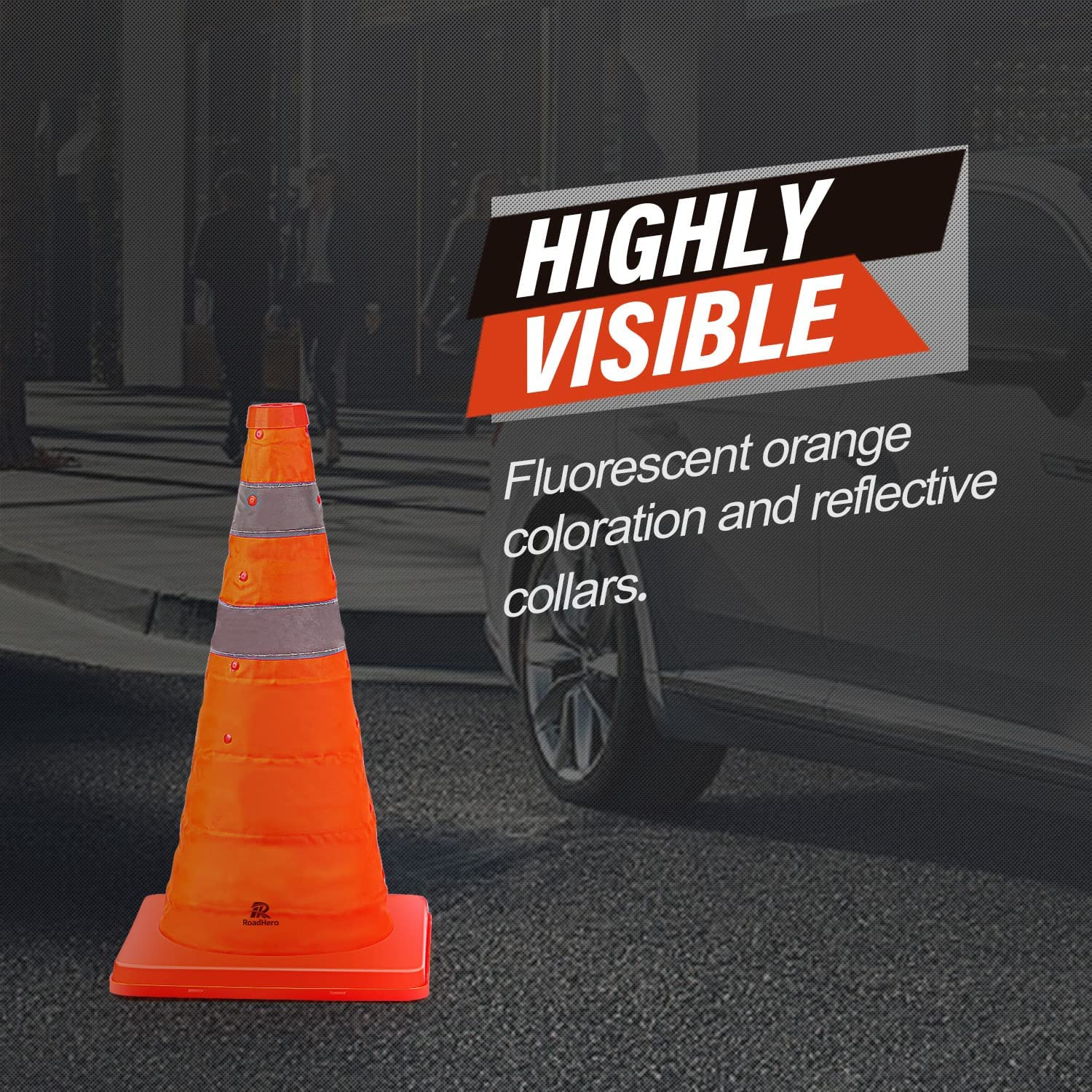 18 Inch 4 Pack Collapsible Traffic Safety Cones, Multi Purpose Pop-Up Cones with