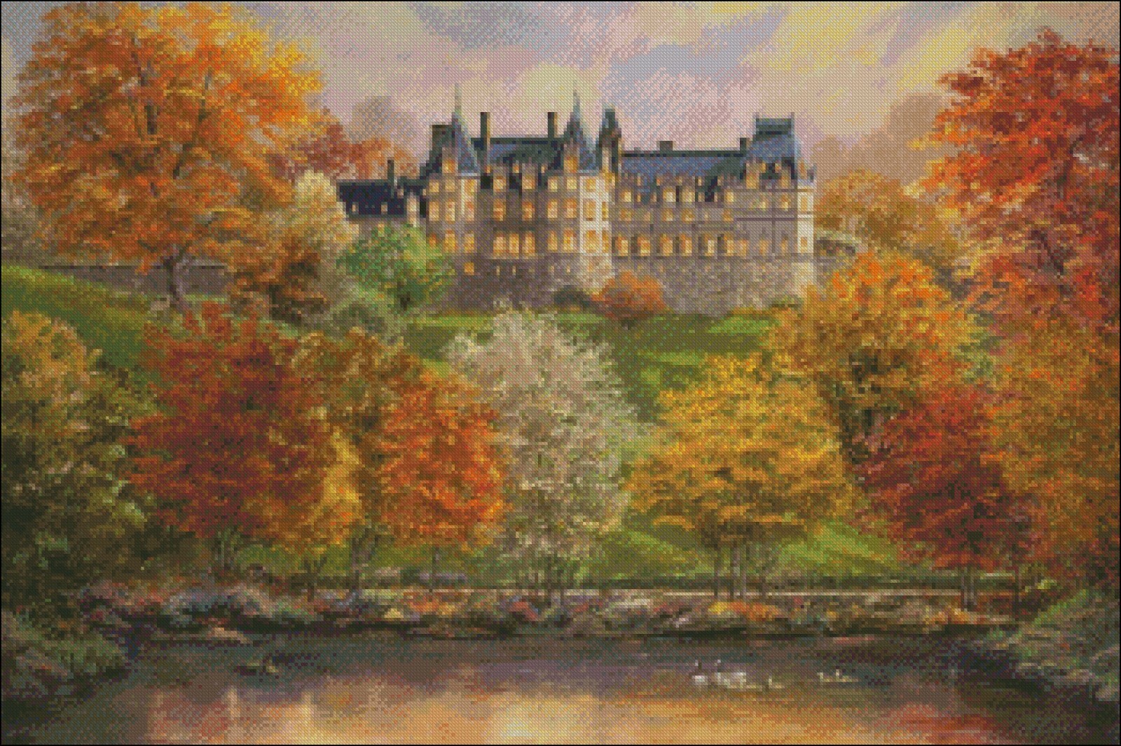 Biltmore in the Fall - Chart Counted Cross Stitch Patterns Needlework DMC Color