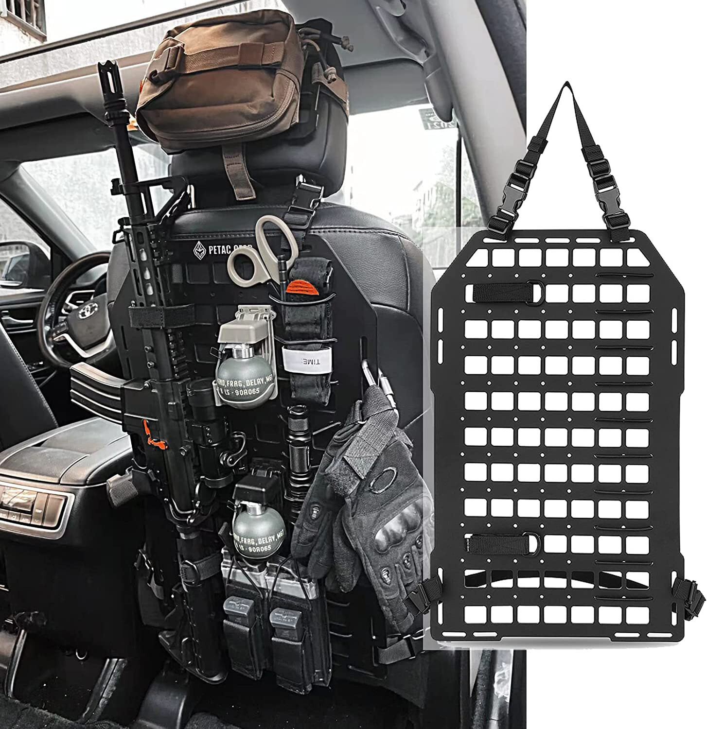 2pc Tactical Rigid MOLLE Panel Car Vehicle Seat Back hunting Storage Organizer