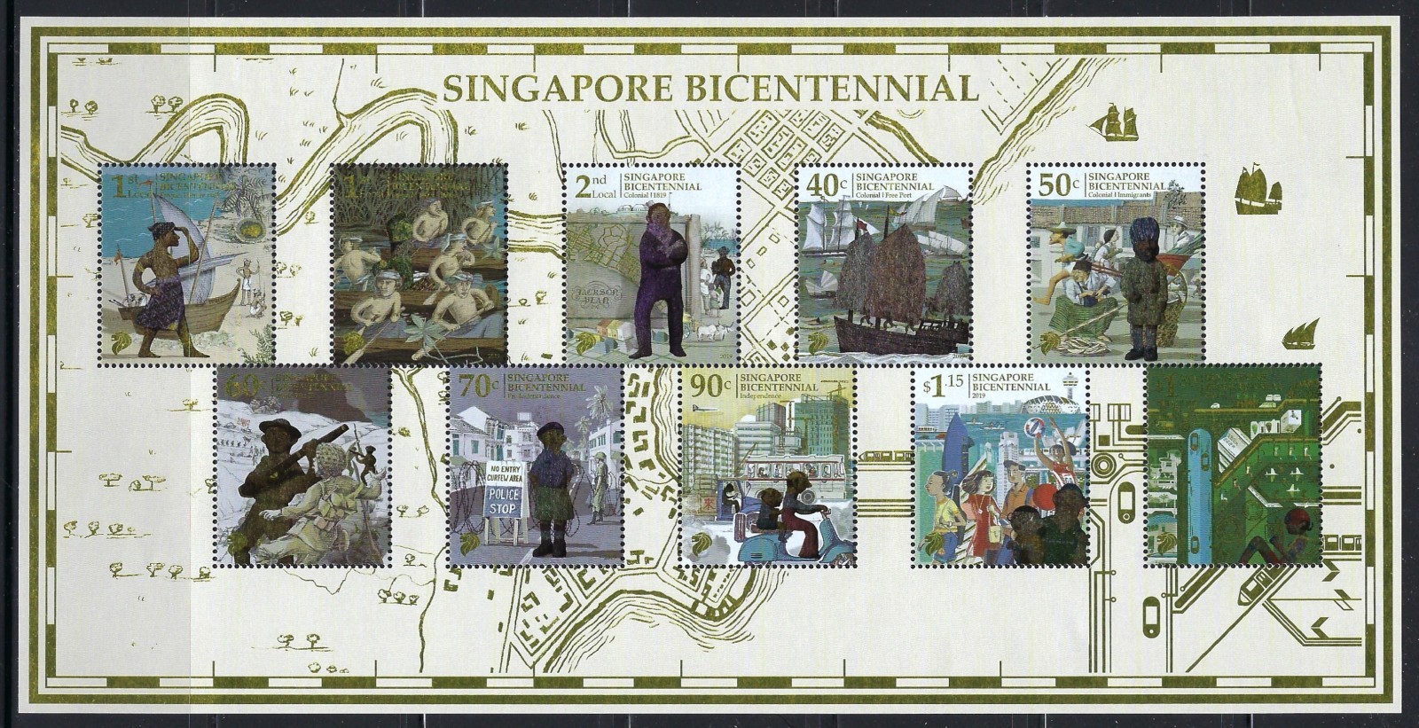 SINGAPORE #1971-80 MINT, NH  SPECIAL SOUVENIR SHEET AND PRESTATION FOLDER