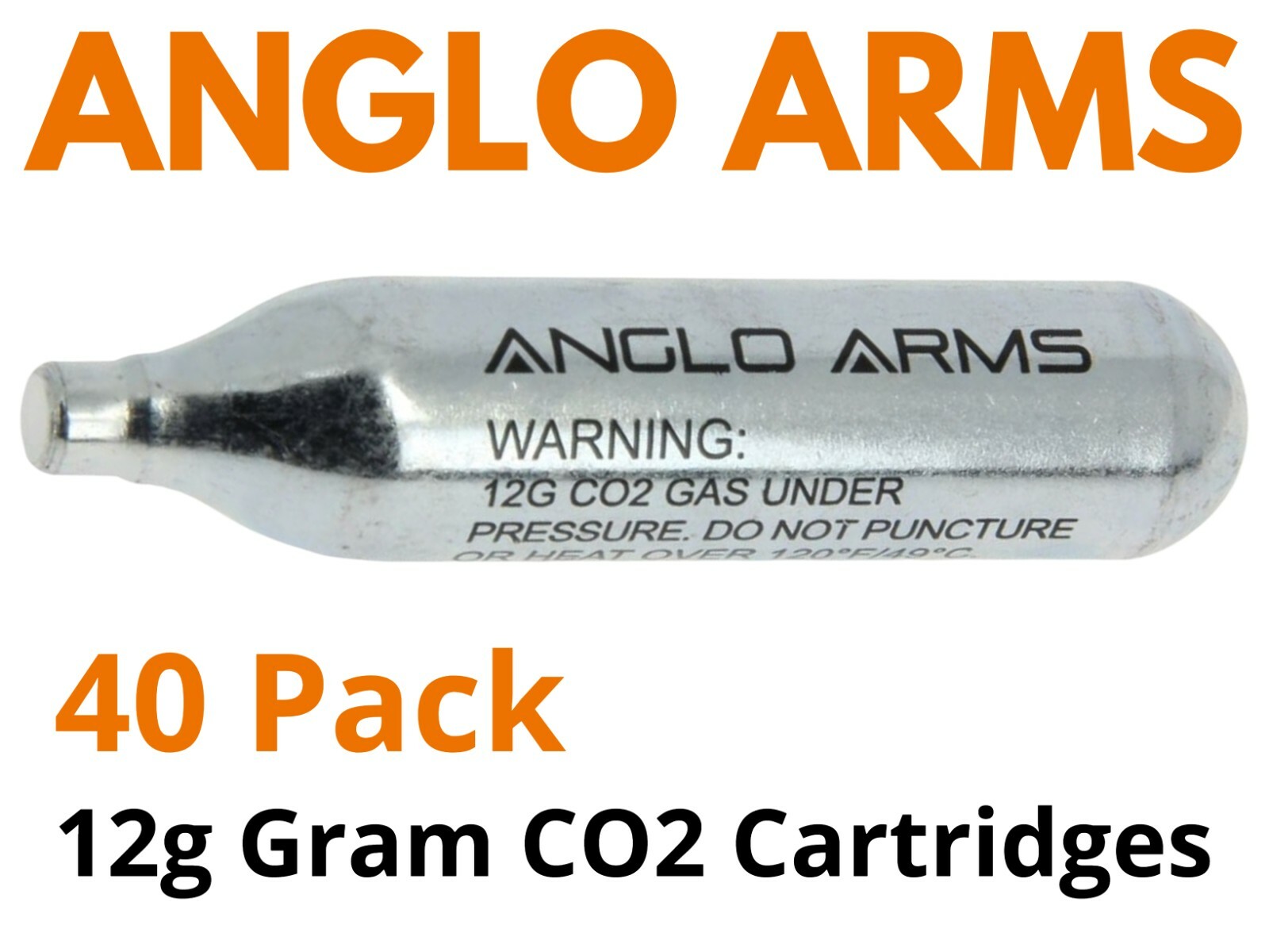 [40 Pack] ANGLO ARMS 12g Gram CO2 Gas Capsule Cartridge Air Rifle Pistol Air Gun