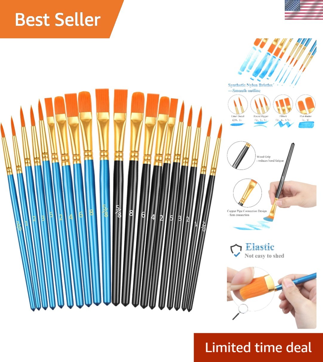Exquisite 20 Pcs Paint Brush Set - Nylon, Durable, for Arts & Crafts Enthusiasts