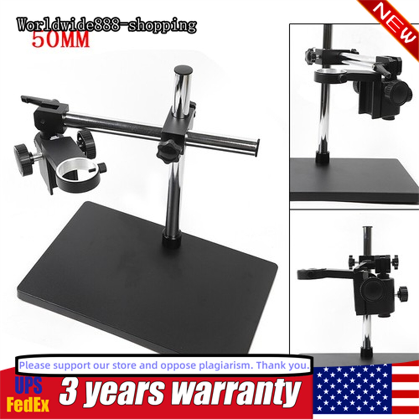 Microscope Camera Adjustable Boom Large Stereo Arm Table Stand Holder 10-265mm