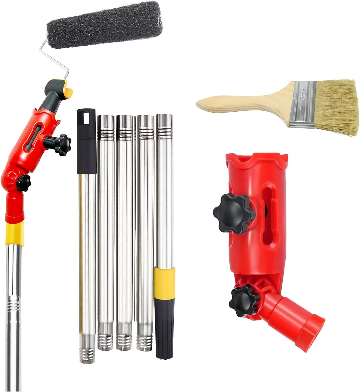 55" Multi-Angle Paint Brush Extender, Extension Pole Attachments with Rotating H