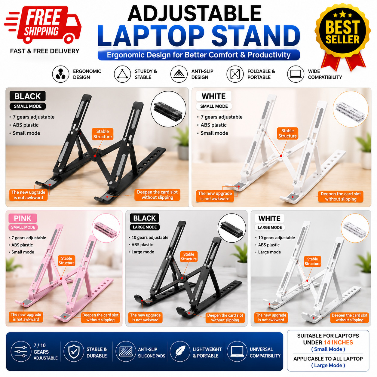 Portable Foldable Laptop Stand Adjustable Monitor Stand for Tablet Dock