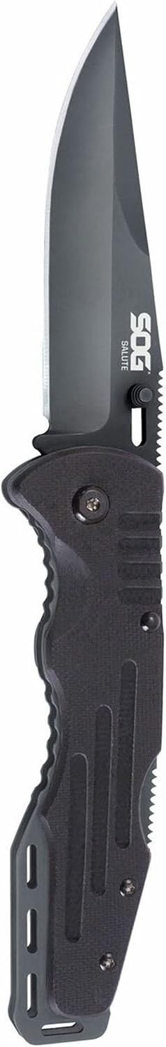 SOG Salute Folding Pocket EDC Knife 3.63 Inch Black W/ Thumbstud - FF11-CP