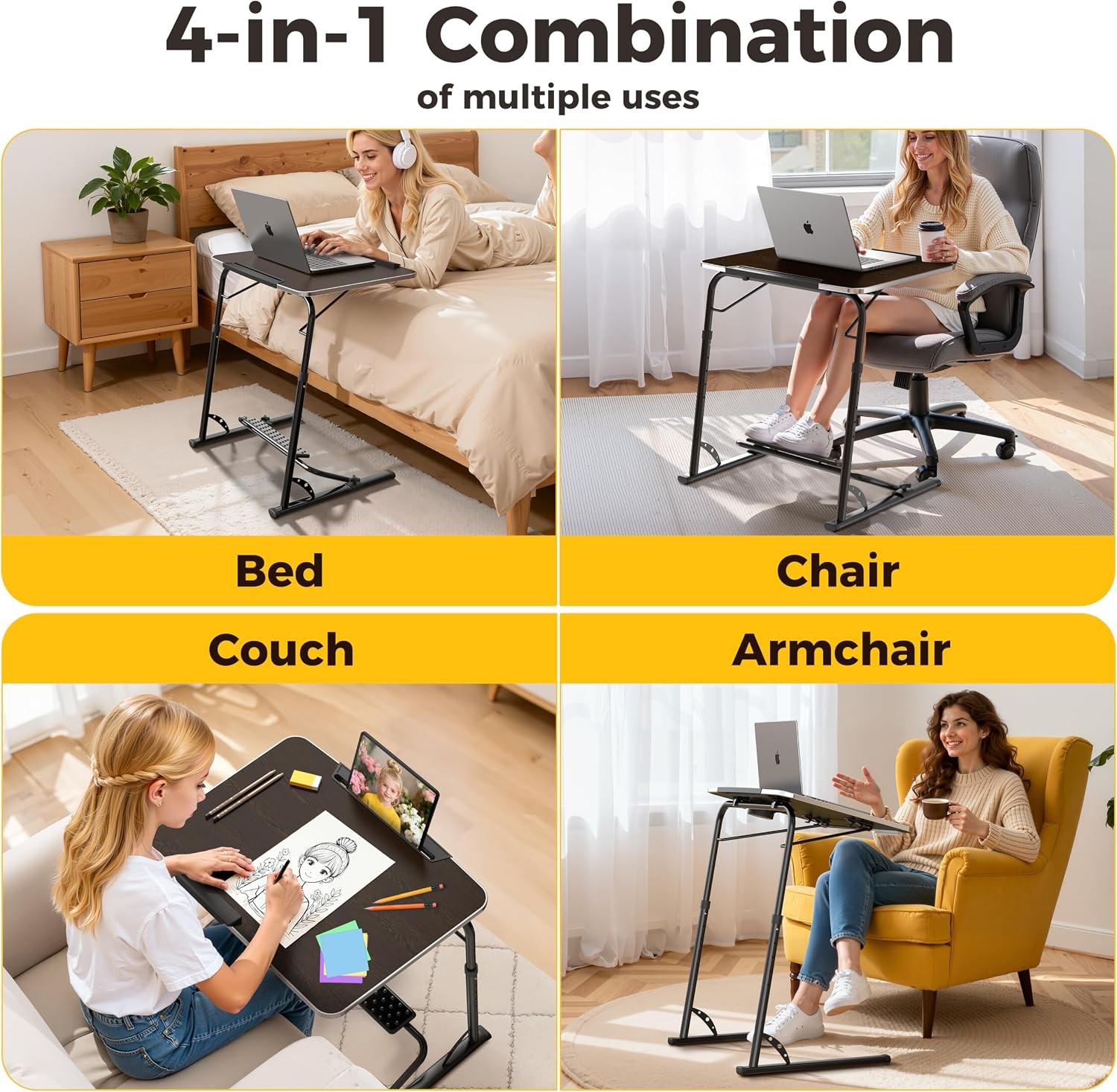 Upgraded Folding TV Tray Table - Extra Large & Sturdy Laptop Table for Couch