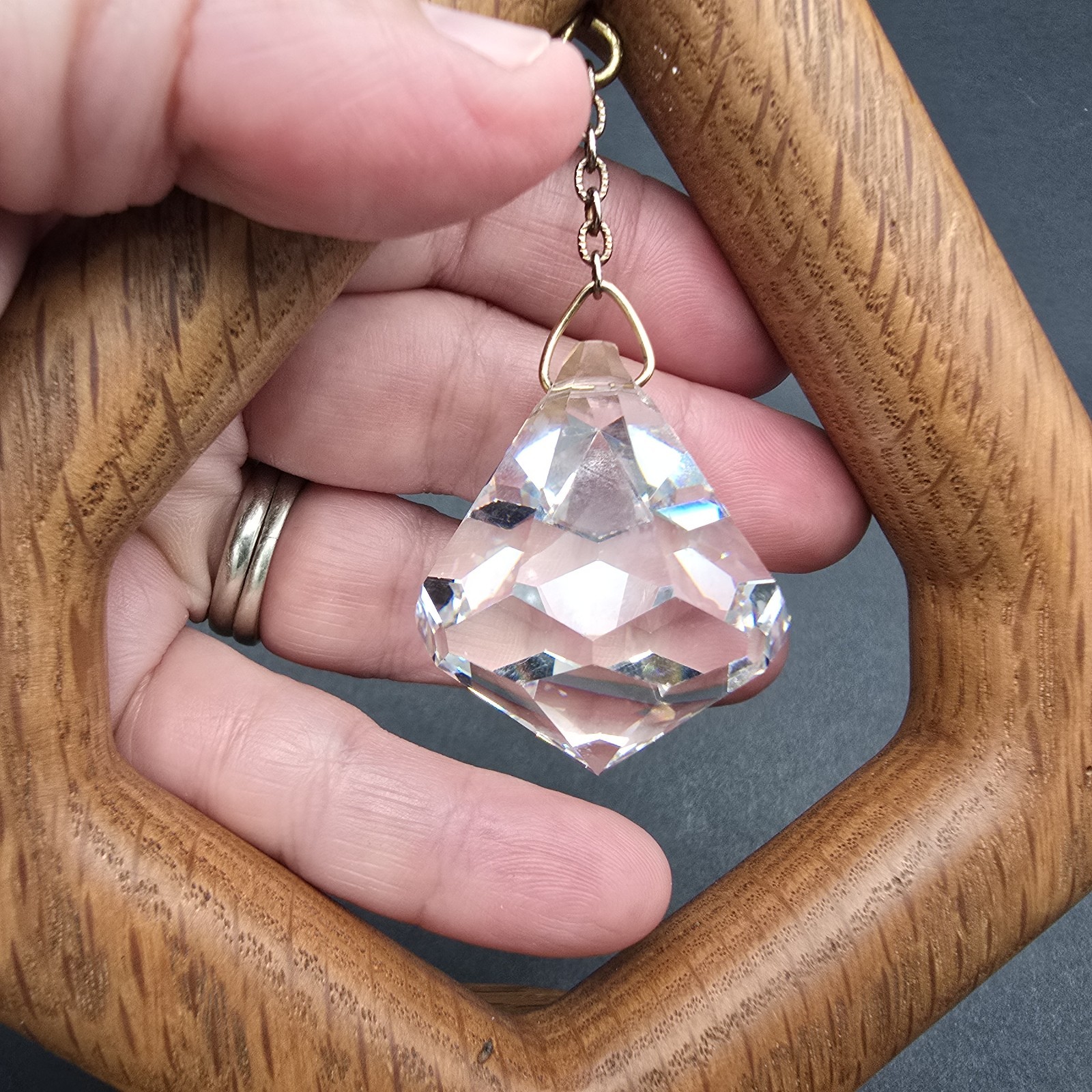 Wood And Crystal Pedant Suncatcher Ashton Originals Handmade 6.5"