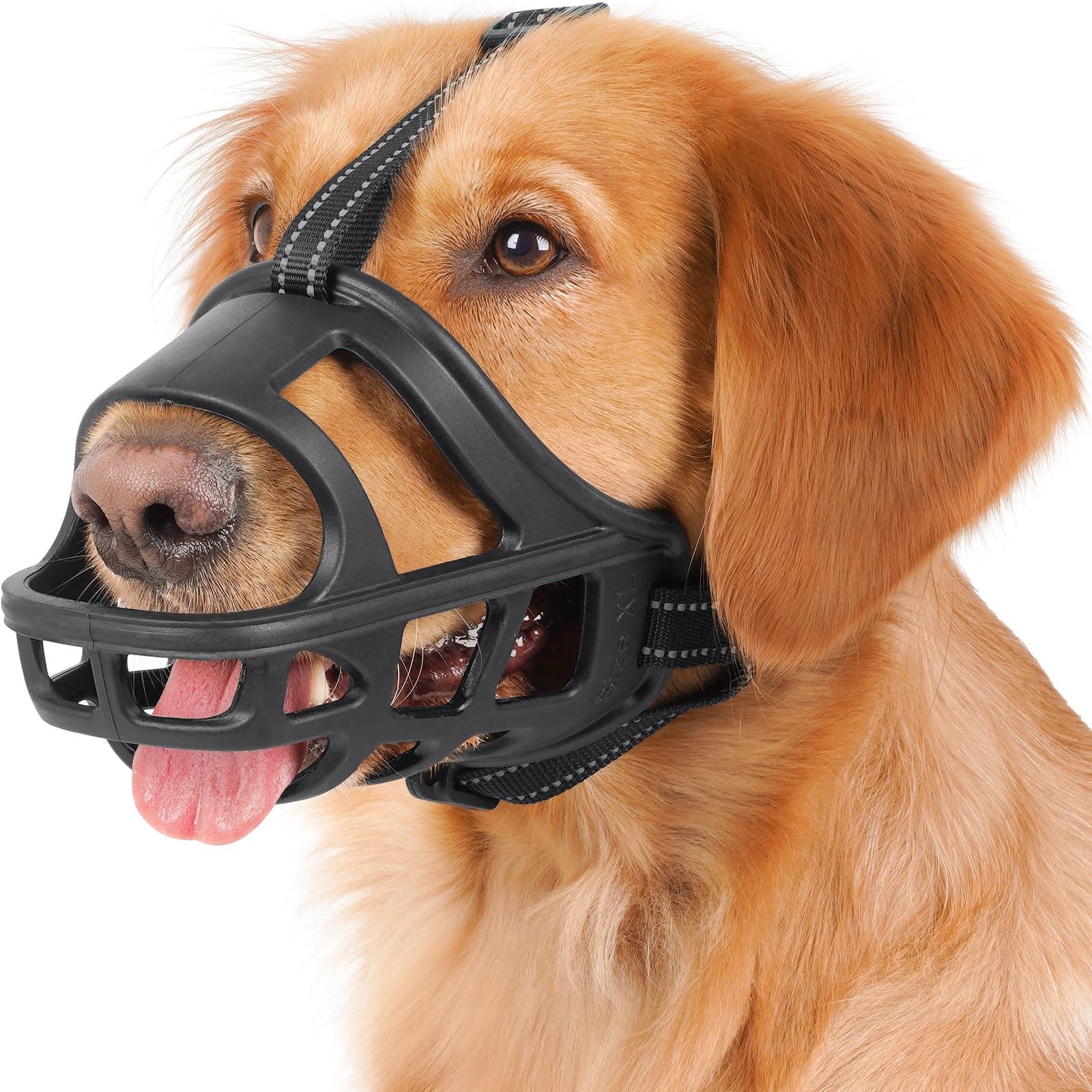 BARKLESS Dog Basket Muzzle for Medium & Large Dogs, Humane Cage M, Black