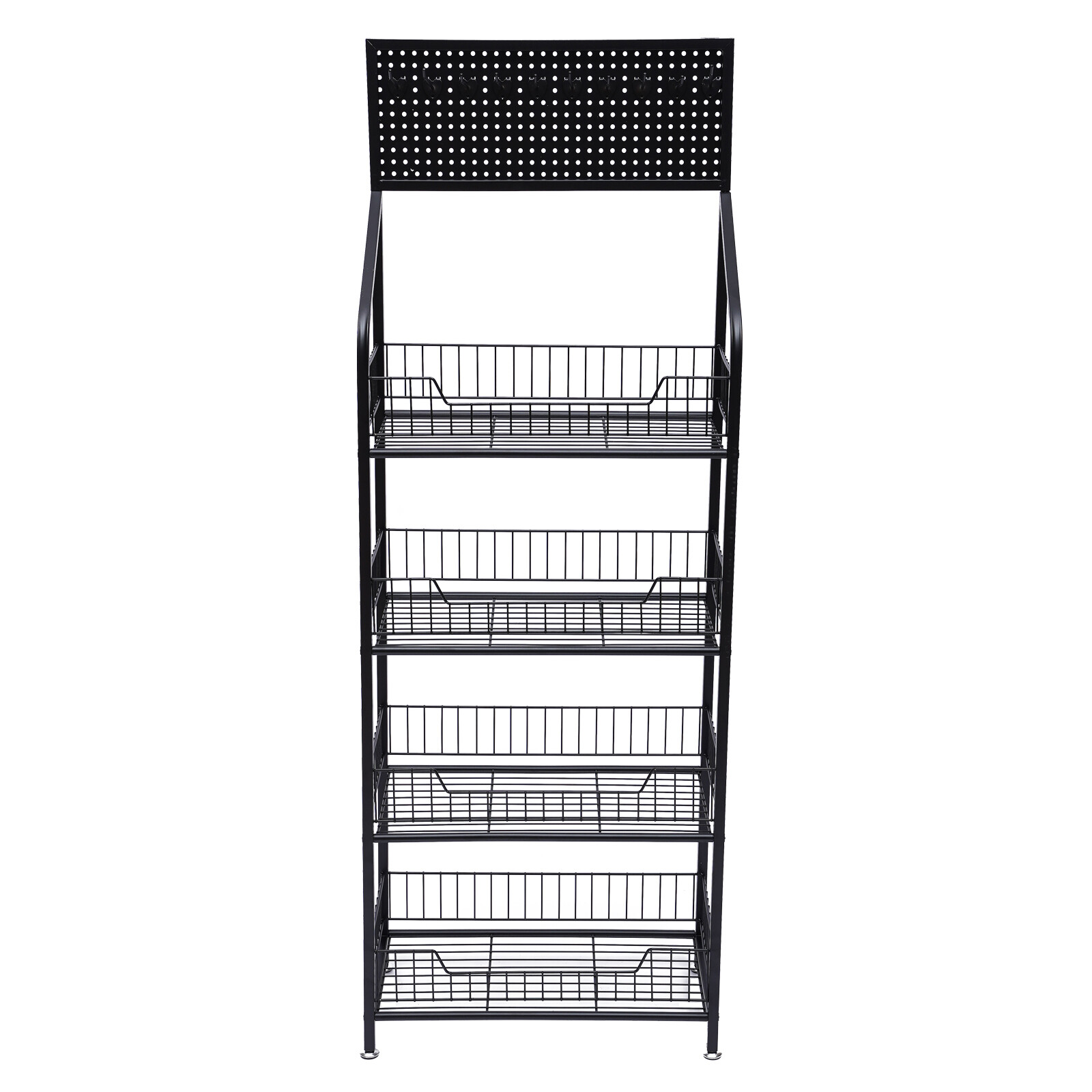 4-Tier Metal Baker's Rack With Locking Wheels, Wine Rack & 5 Hooks
