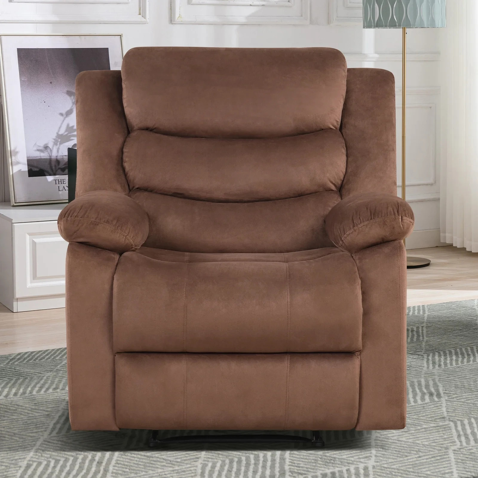 EBELLO Modern Comfort Reclining Chair Breathable Fabric Manual Recliner Chair