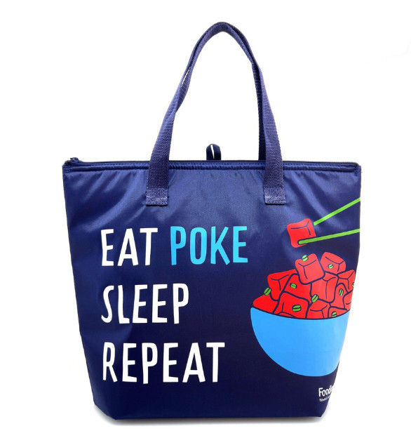 Foodland Hawaii Poke-Eat,Sleep Repeat Insulated Cooler Tote Bag