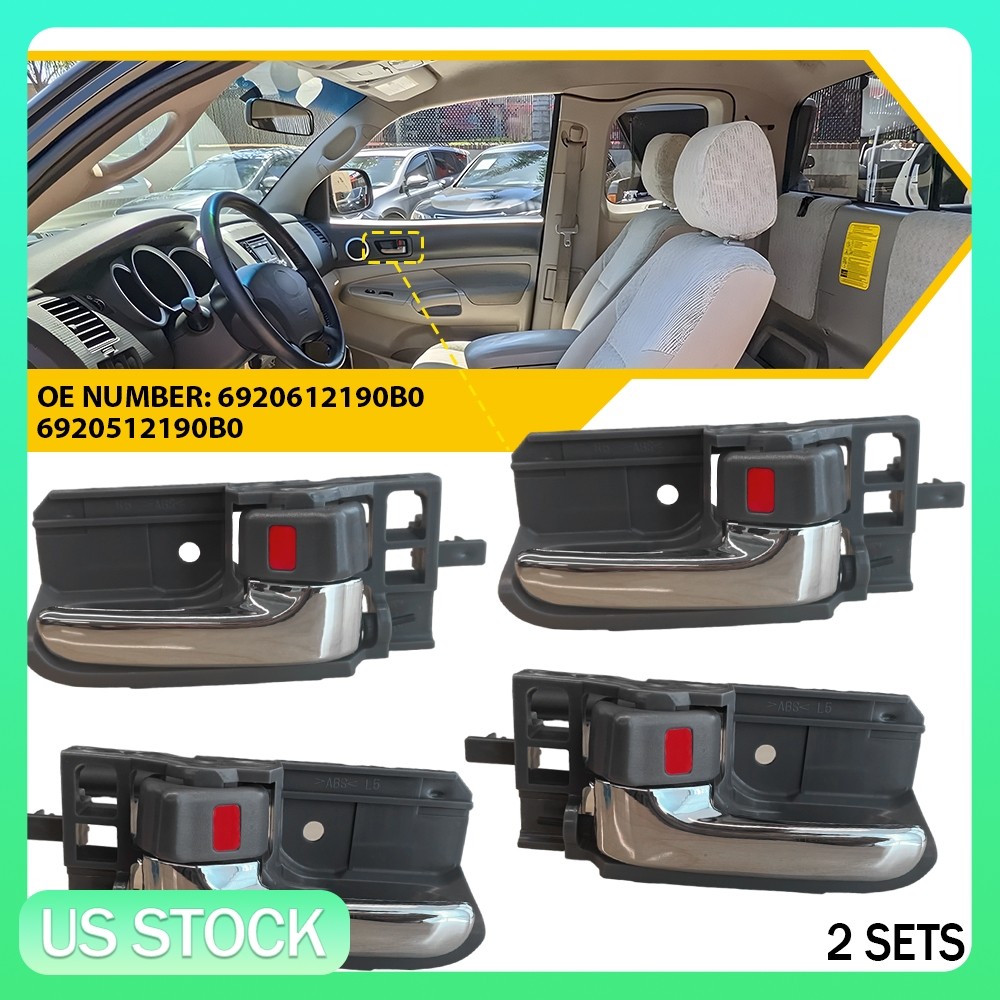 Set of 4 Interior Door Handle Gray w/Chrome Lever For Toyota Corolla 2003-2008