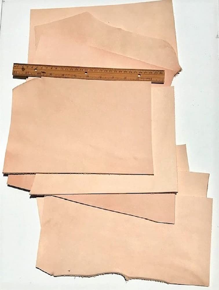 Veg Tan Leather Topgrain Craft Pieces - 3 lbs Large Scrap - 8-10 oz Tooling