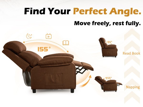 Korser Small Manual Push Back Recliner Chair with Side Pockets for Living Room