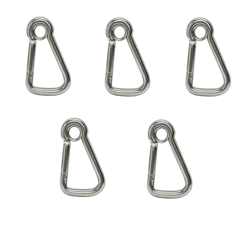5pc 5/16'' Marine Stainless Steel Carabiner Snap Hook w/ Eyelet Insert Boating