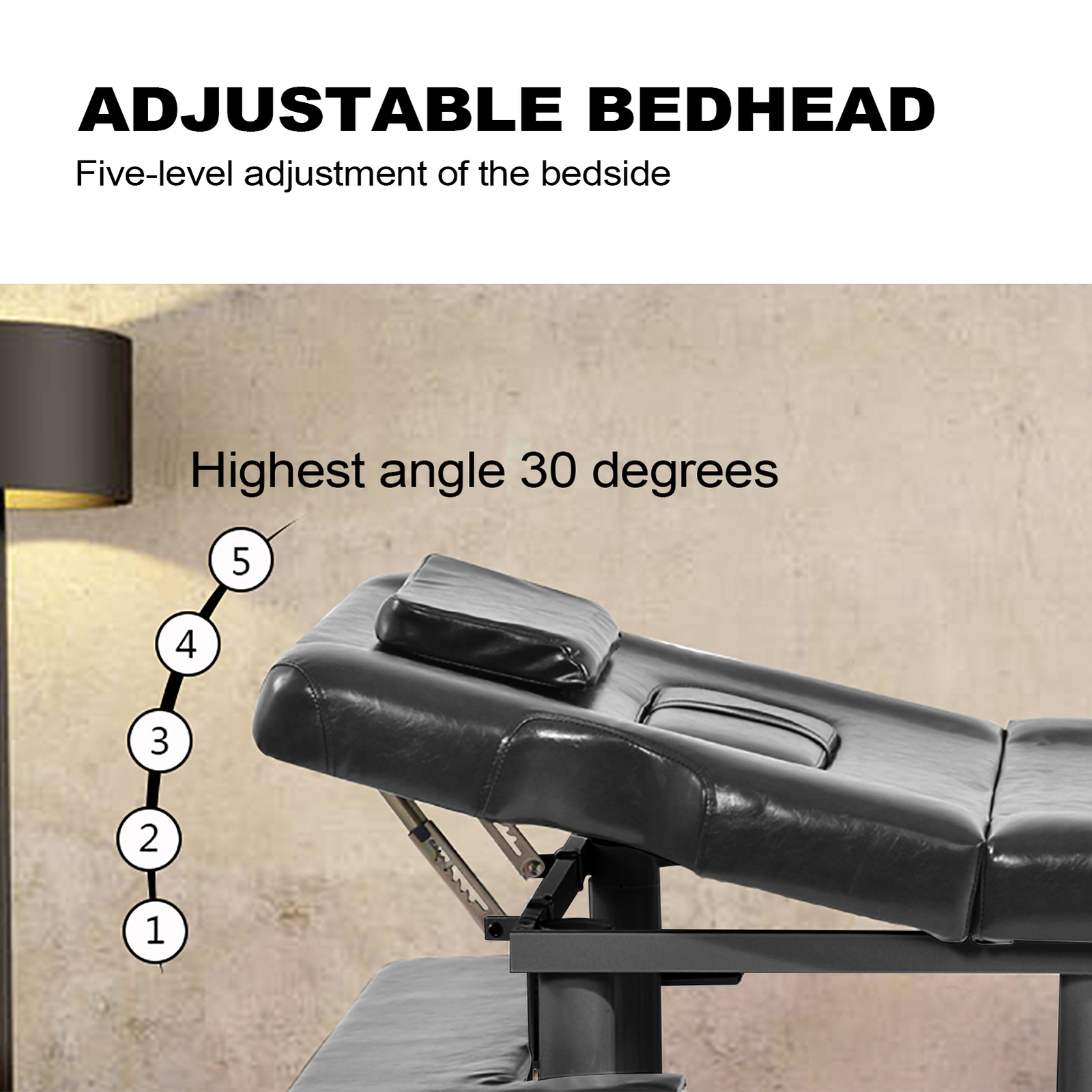 185cm Professional Stationary Massage Table with Backrest for Treatment Table---