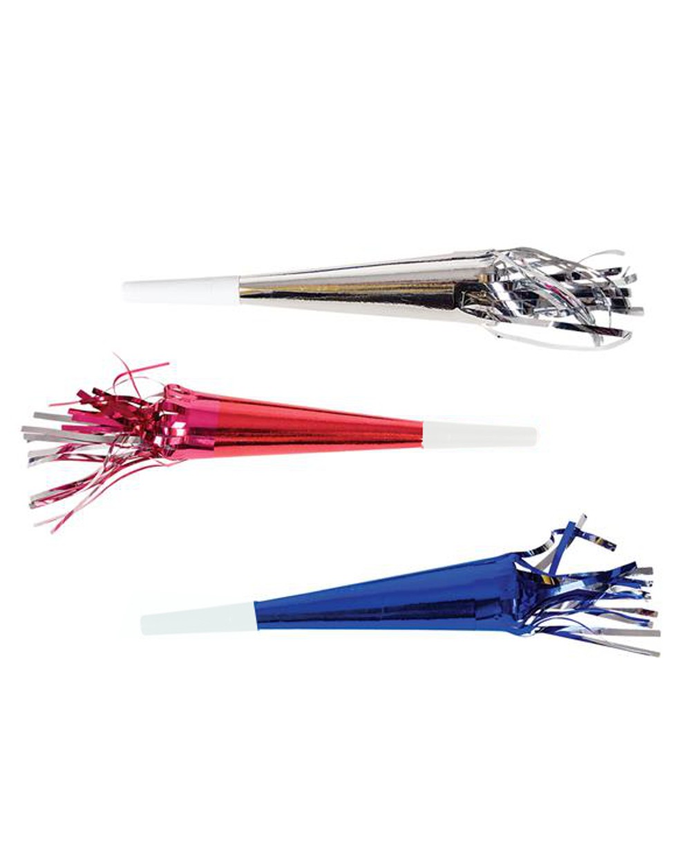 12 New American Patriotic Fringed Blow Horns 4th Of July Celebration Accessory