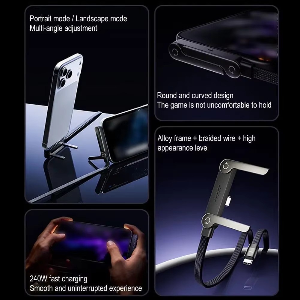 240W USB C To C Fast Charging Cable Foldable Stand Elbow Type C Data Cable