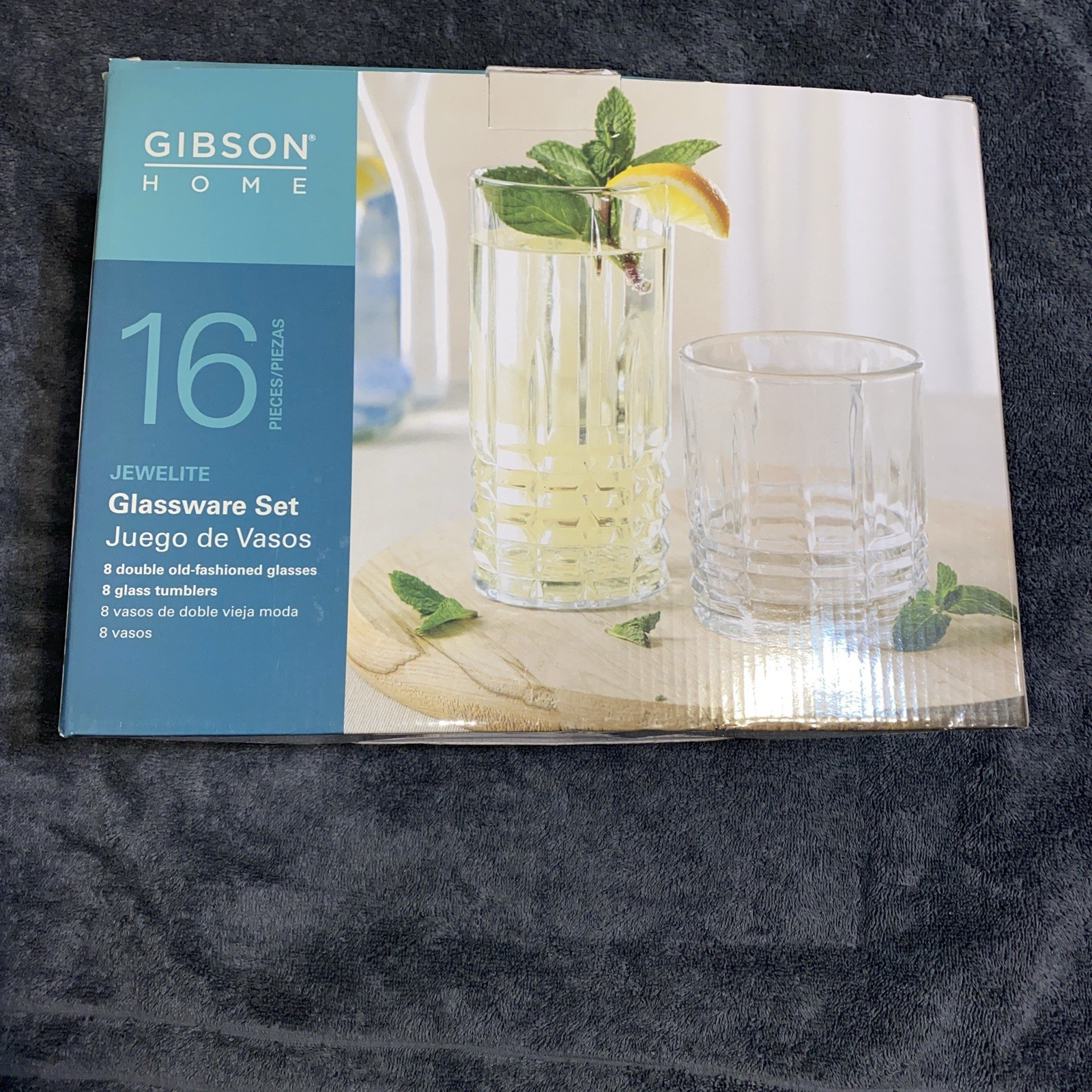 Gibson Home Jewelite 16 Piece Tumbler and Double Old Fashioned Glass Set