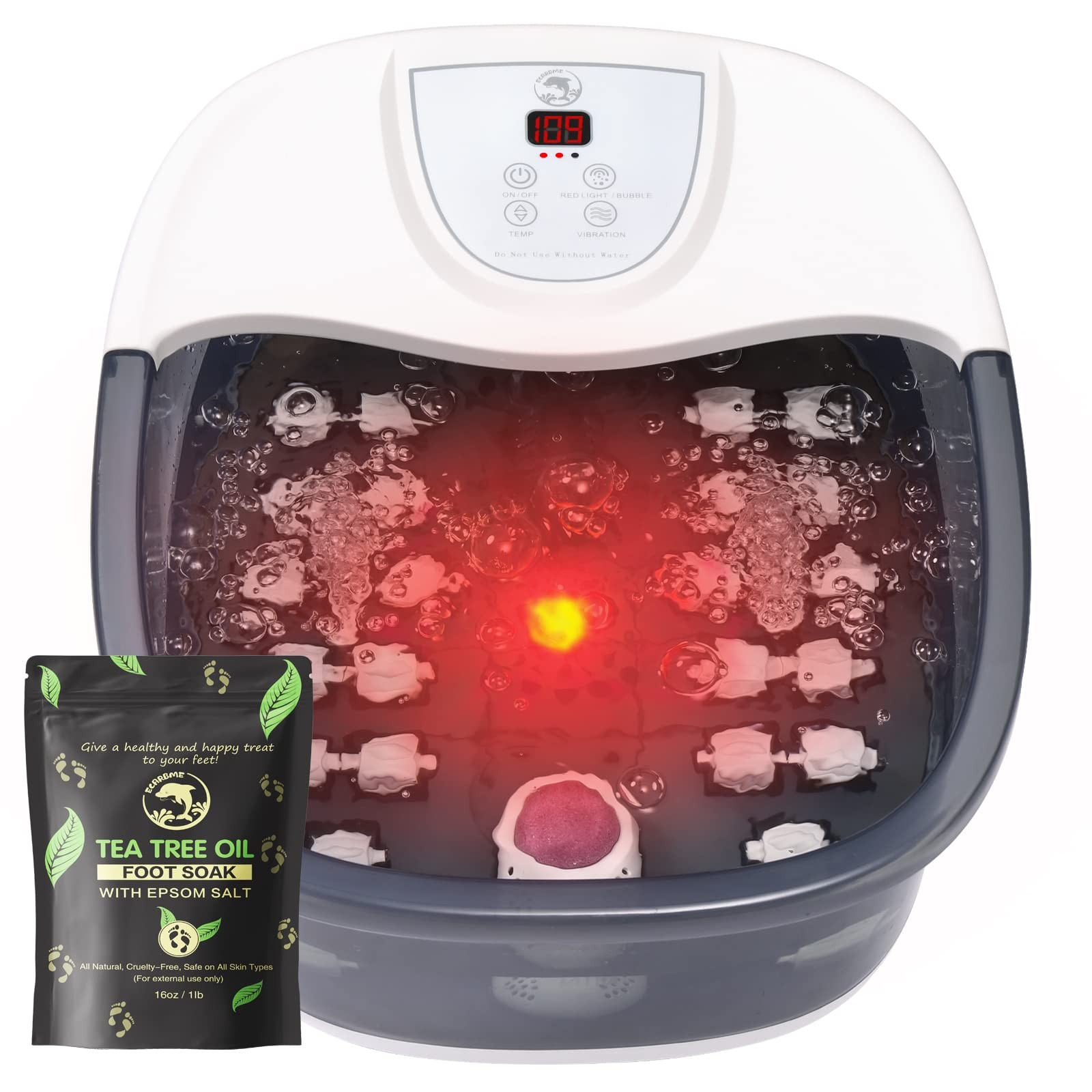 Foot Spa Bath Massager with Heat, Foot Bath with 22 Massage Rollers, Temperat...