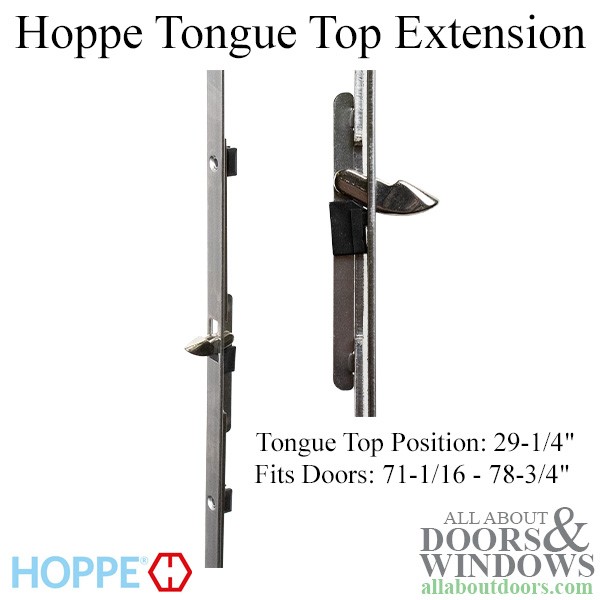 Hoppe 16mm Manual Top Extension Tongue @ 29.25" 41.14" Length Stainless Steel