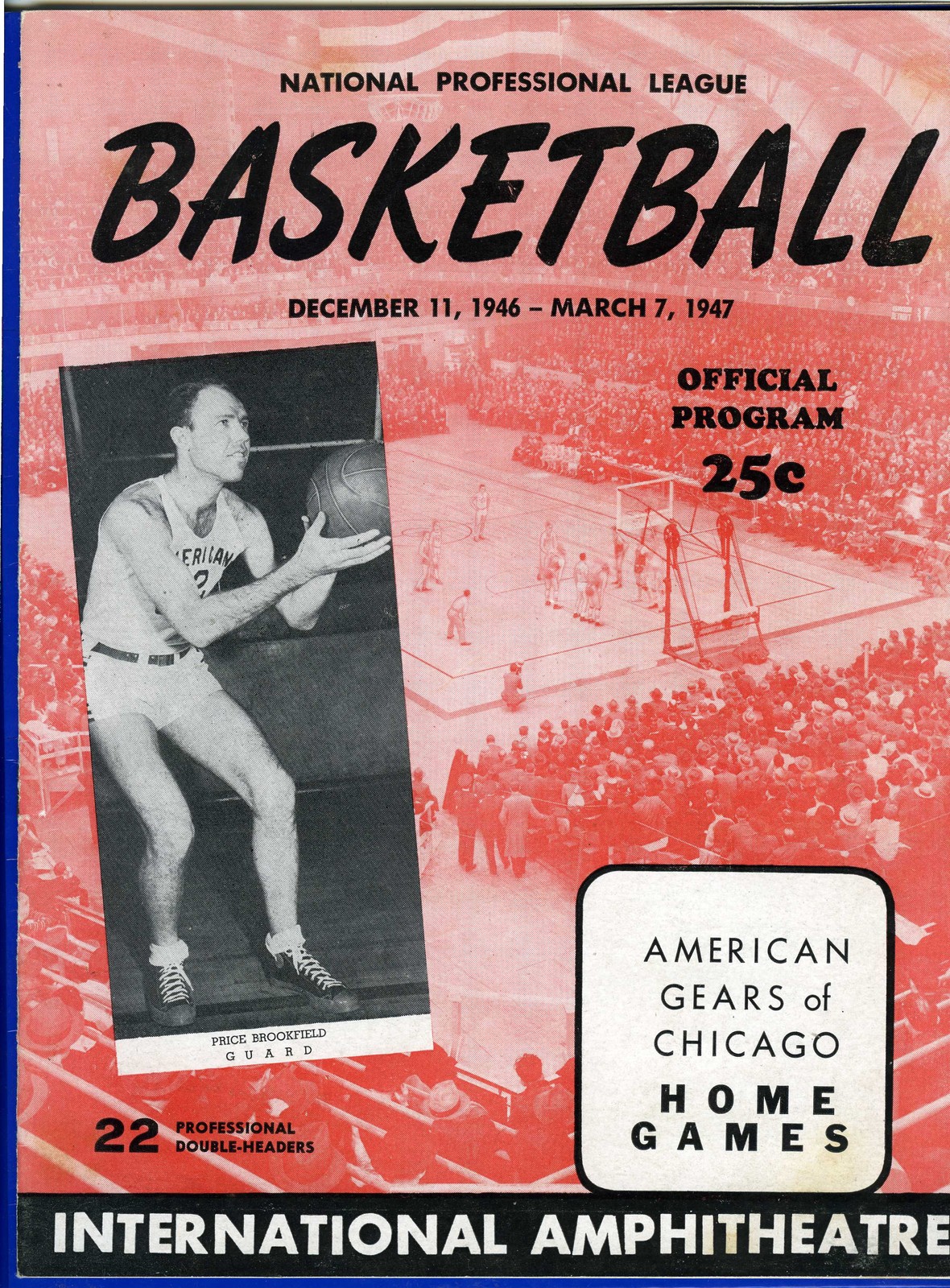 1947 1/19 basketball program Chicago Gears v Baltimore, Converse Chuck Taylor ad