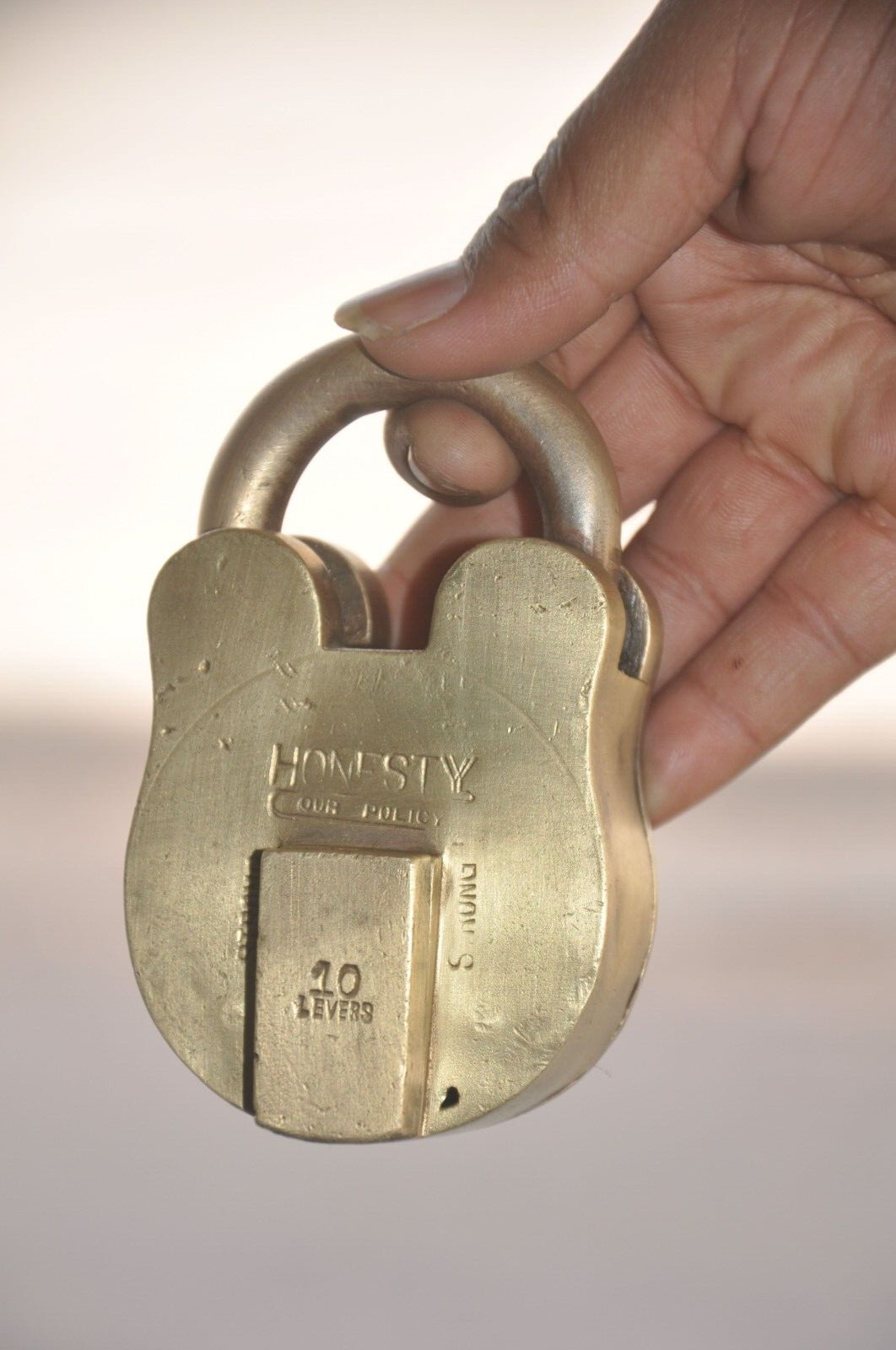 Vintage Brass Fine "HONESTY' Handcrafted Solid Heavy 10 Levers Padlock