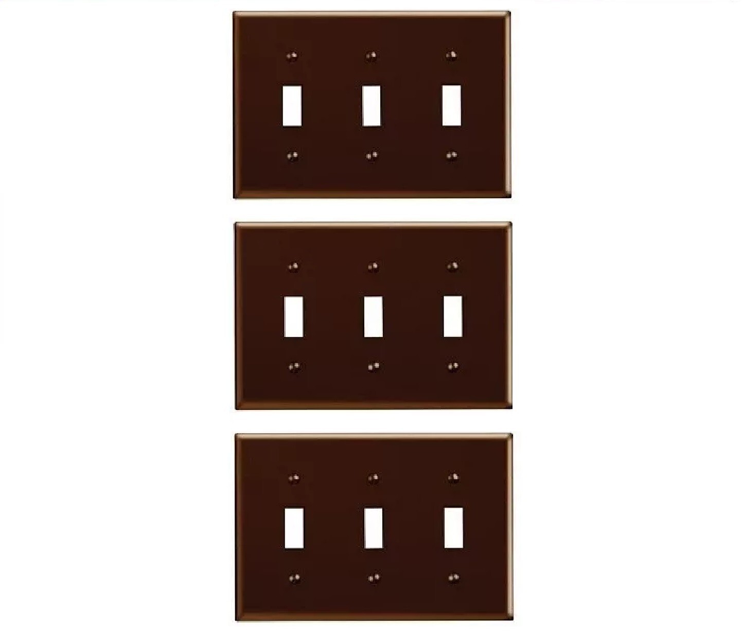 (Lot of 3) Triple Gang Brown Triple Toggle Wallplate Leviton 001-85011-BR