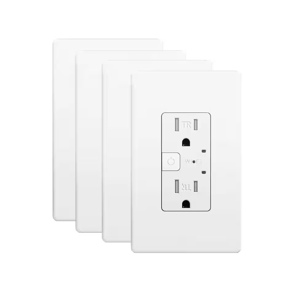 15A Tamper-Resistant Smart Wall Outlet with Alexa, Google Assistant, Timer and S