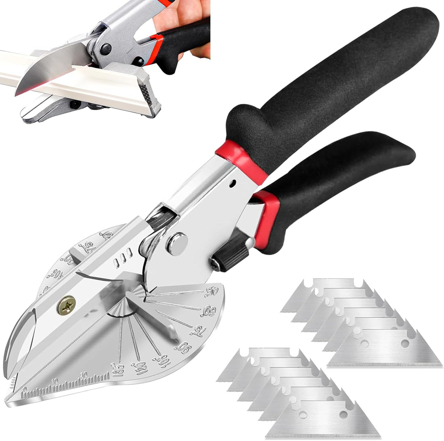 Multi Angle Miter Shear Upgrade Quarter round Cutting Tool W 12Pcs Sharp Blades