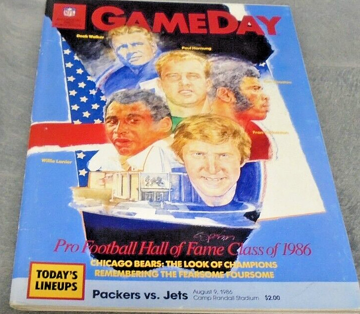 1986 PRO FOOTBALL NFL GAMEDAY MAGAZINE GREEN BAY PACKERS VS NY JETS MADISON WISC