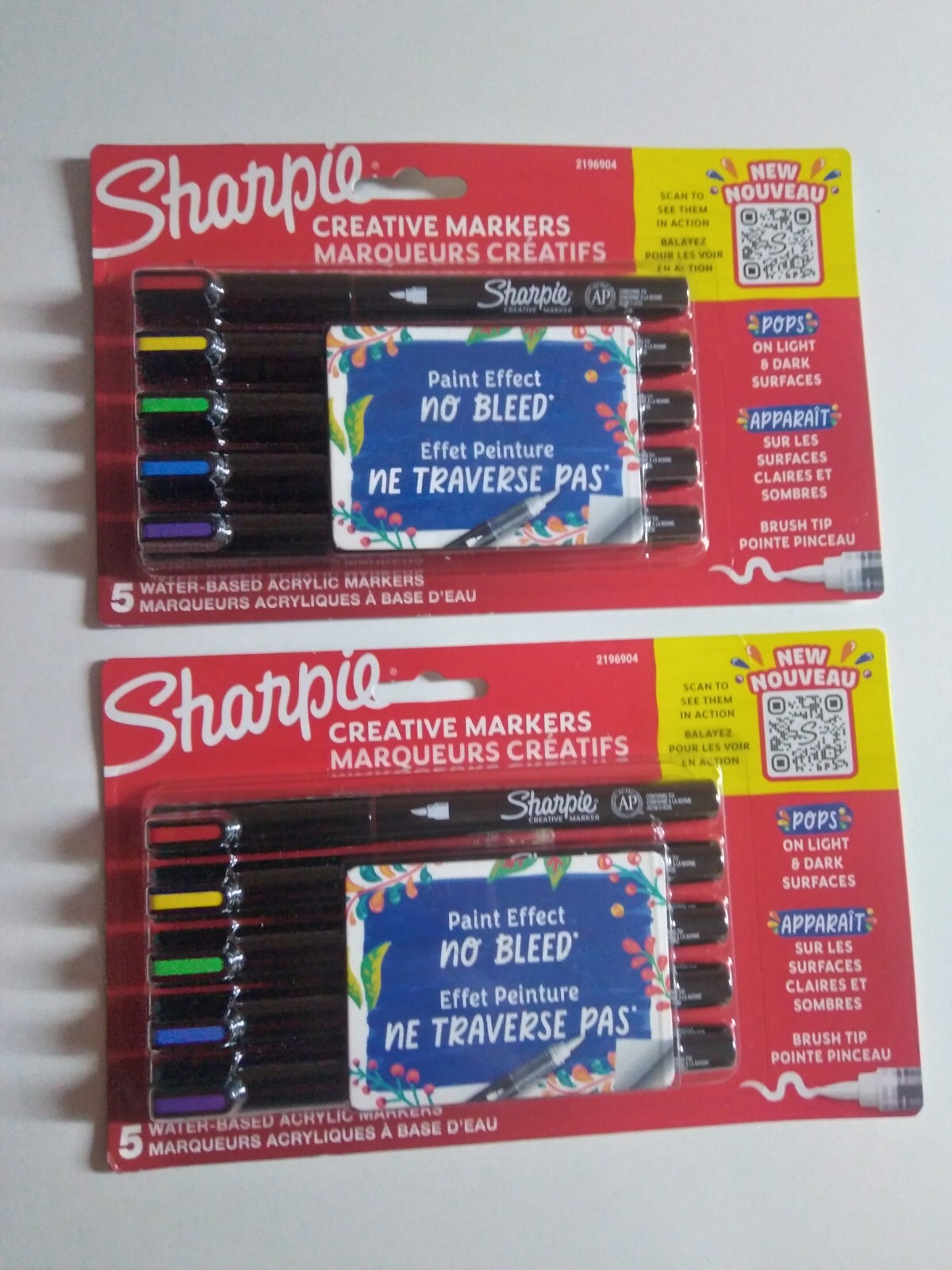 2 Pk Sharpie Creative Water-Based Acrylic Markers, Bullet Tip, New