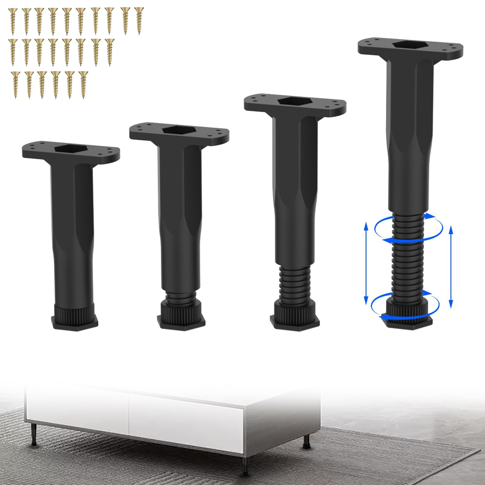 Adjustable Height Center Bed Support Leg for Sagging Shelf, Furniture Legs fo...