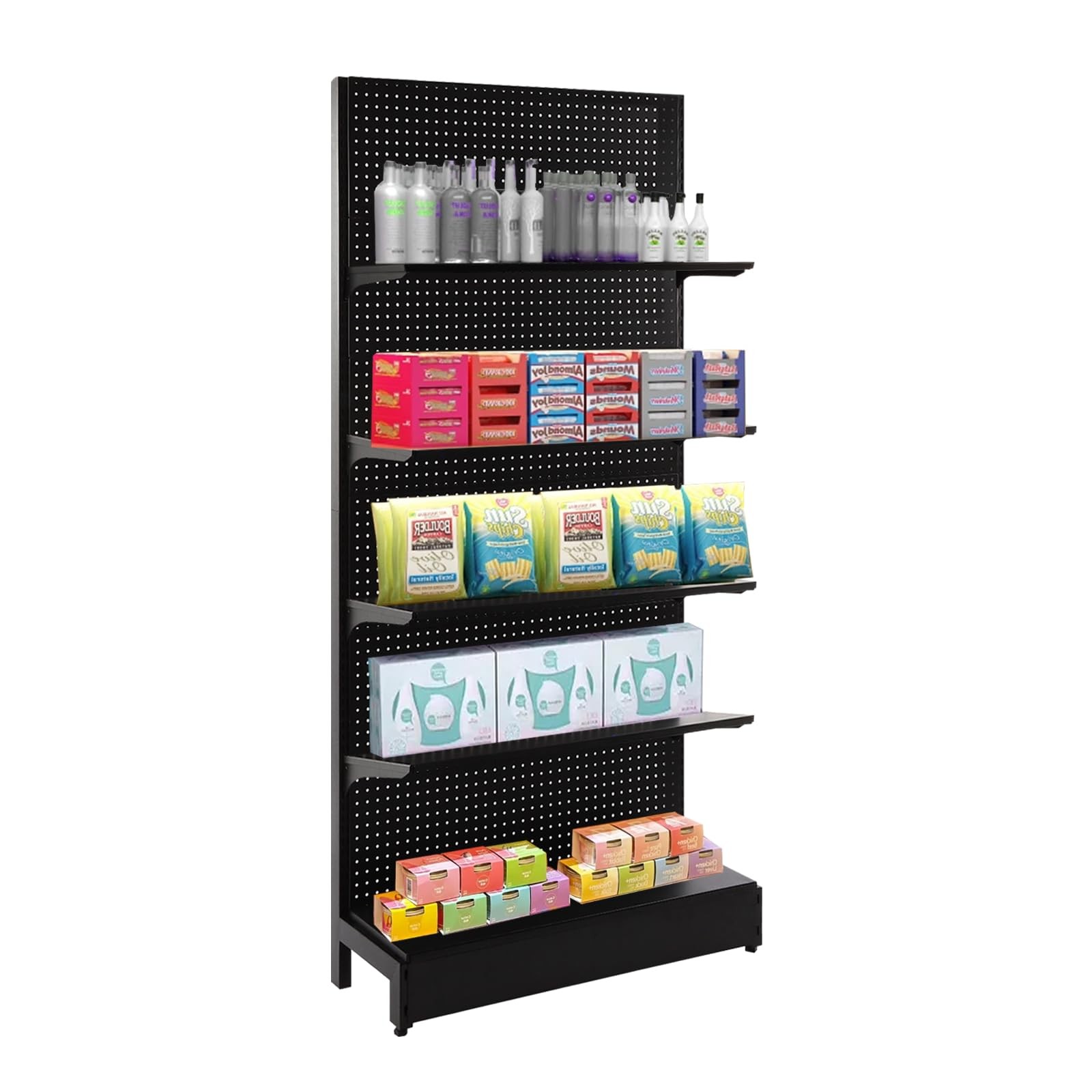 Pegboard Display Stand, Gondola Retail Shelving Wall Display for Convenient Groc
