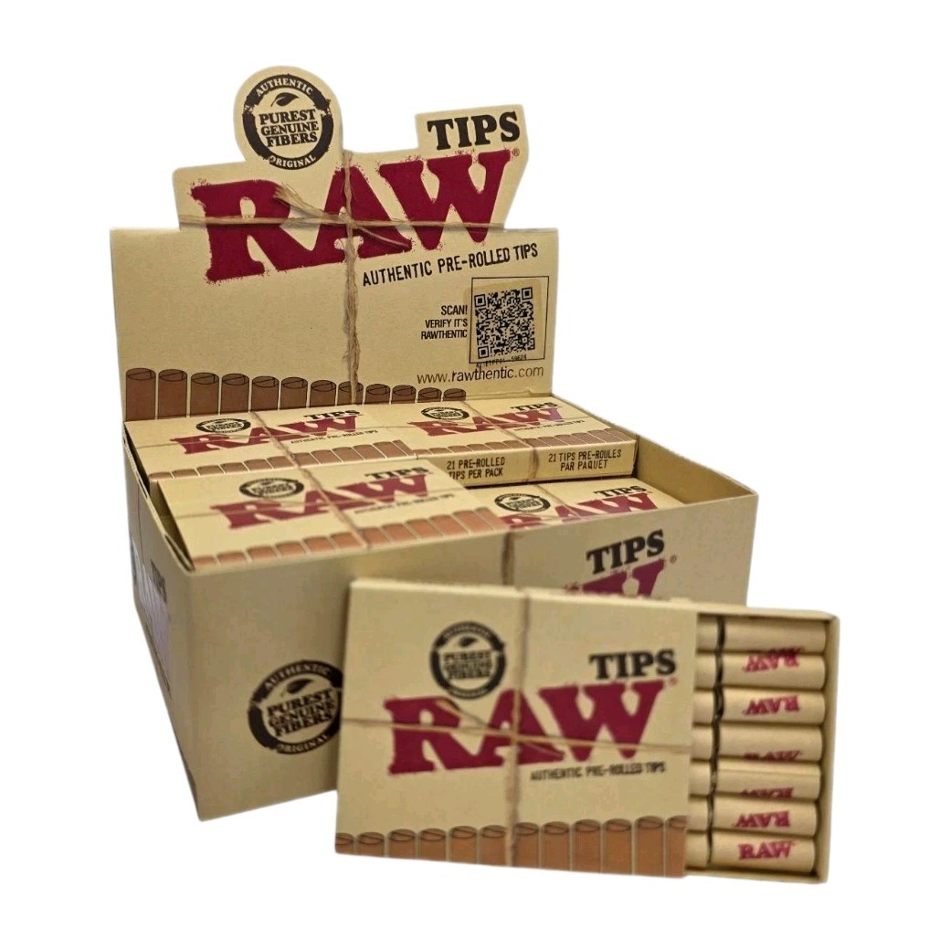 Raw Natural Unrefined Pre-Rolled Filter Tips Full Box Of 20 (21 Per Box)